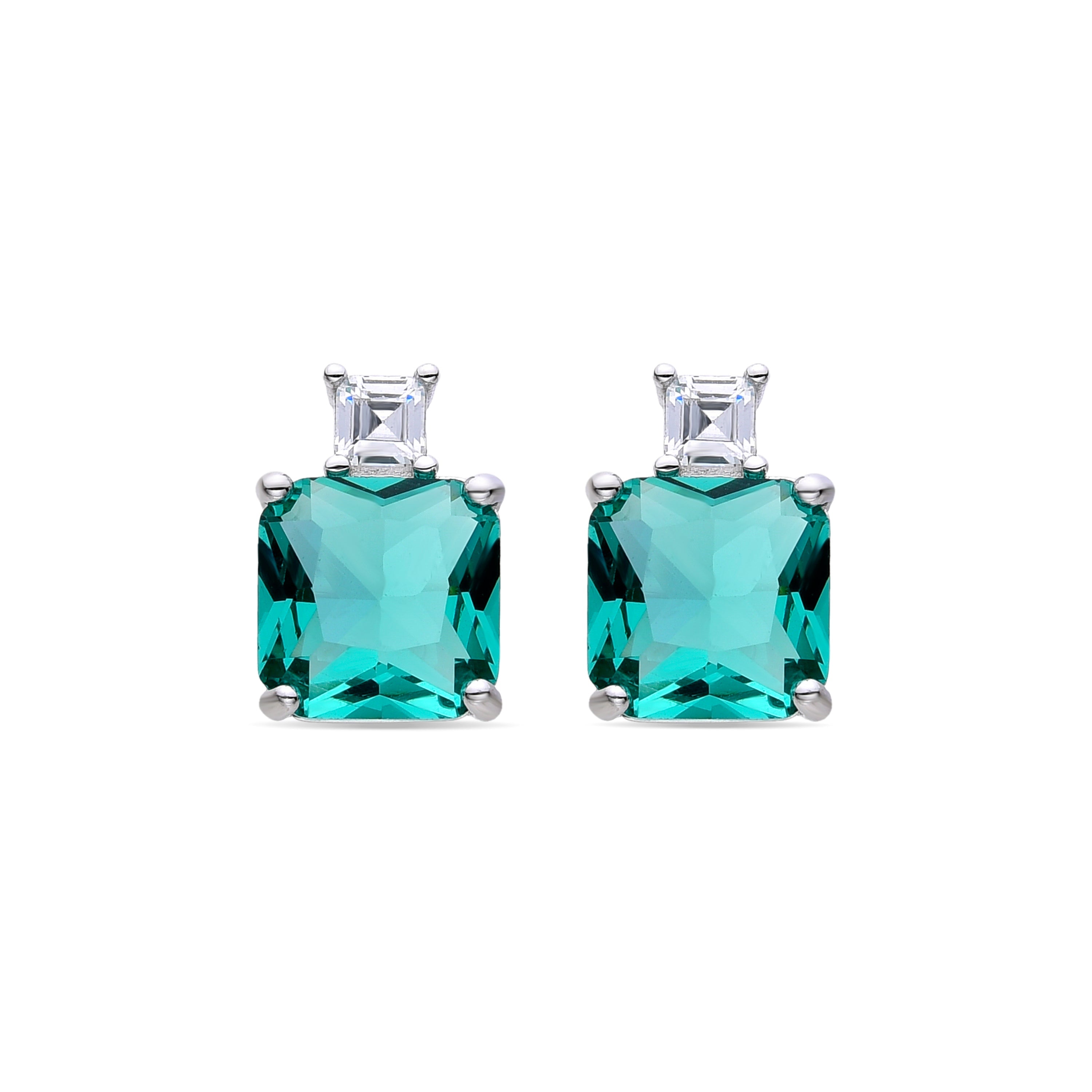 Orecchini in Argento Sterling 925 con Zirconia Verde finiti in rodio - Lizba