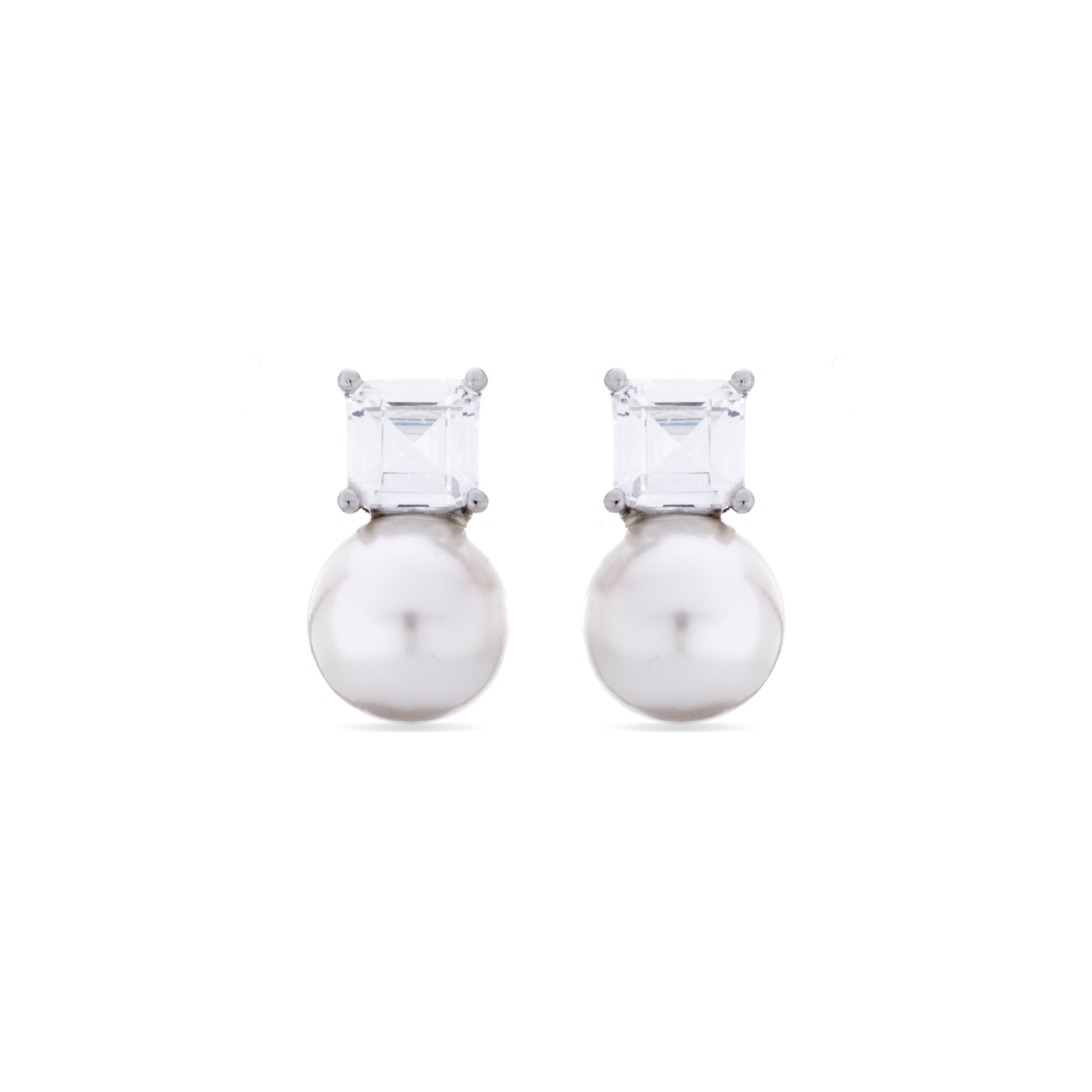 Orecchini in Argento Sterling 925 con Zirconia Brillante finiti in rodio - Amvis