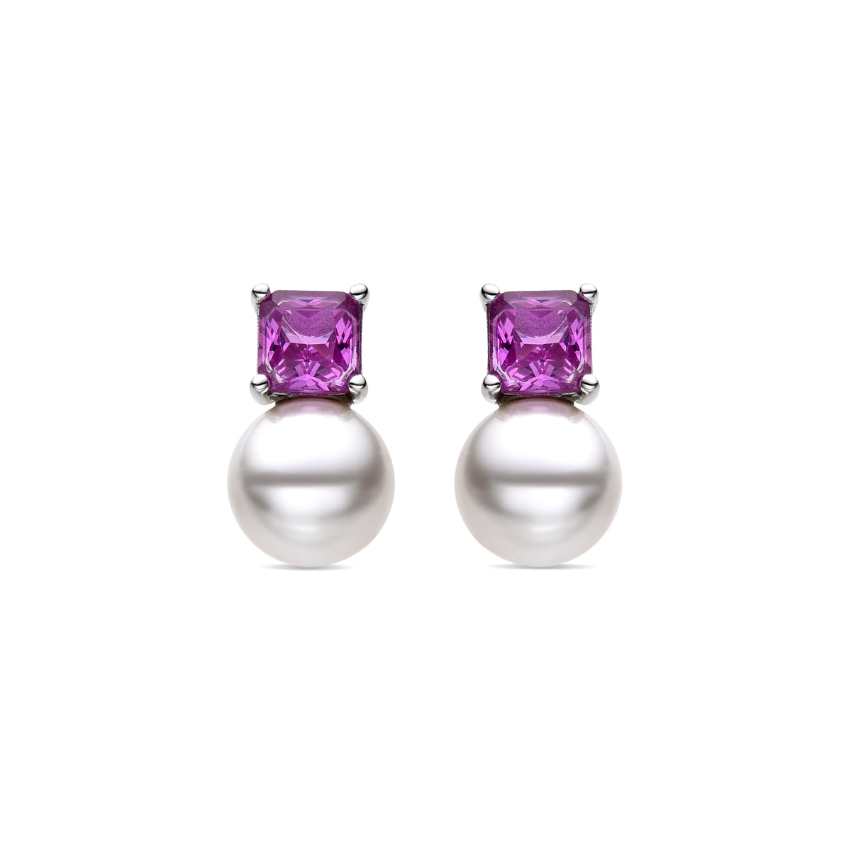 925 Sterling Zilveren Oorbellen met Robijn Zirkonia, afgewerkt met rhodium - Amvis