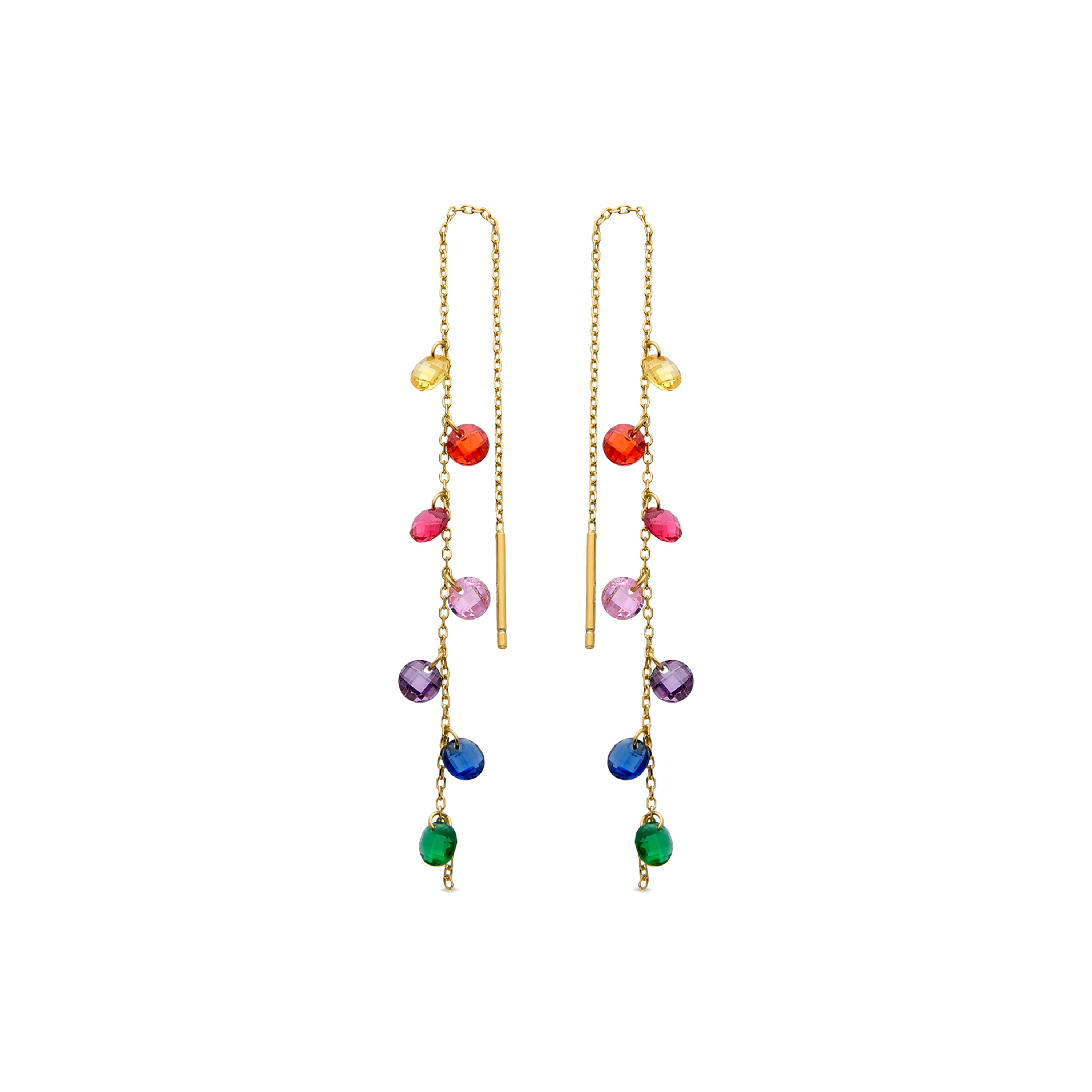 Orecchini in Argento Sterling 925 con Zirconia Multicolore finiti in oro giallo 18K - Melne