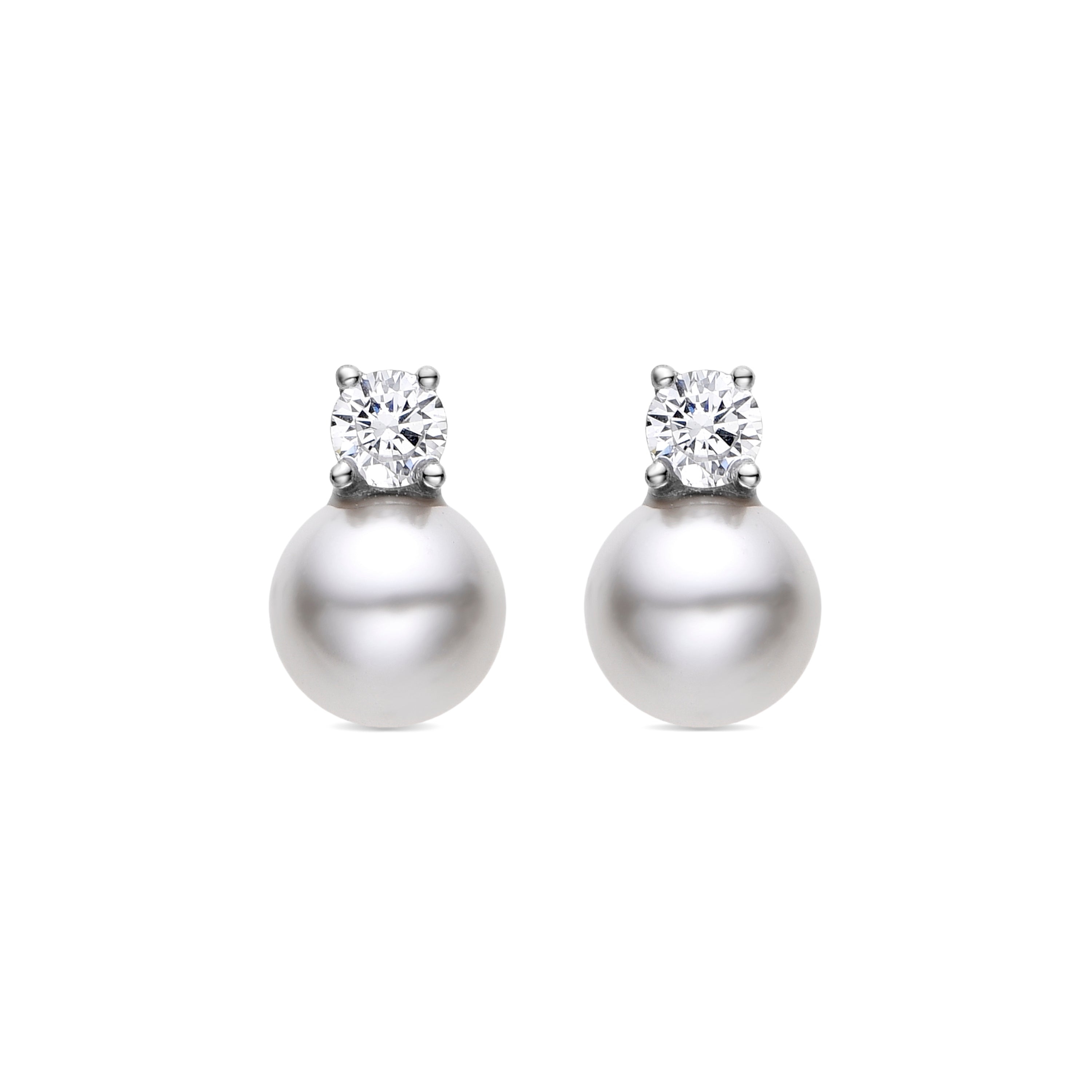 Orecchini in Argento Sterling 925 con Perla Bianca finiti in rodio - Sikon