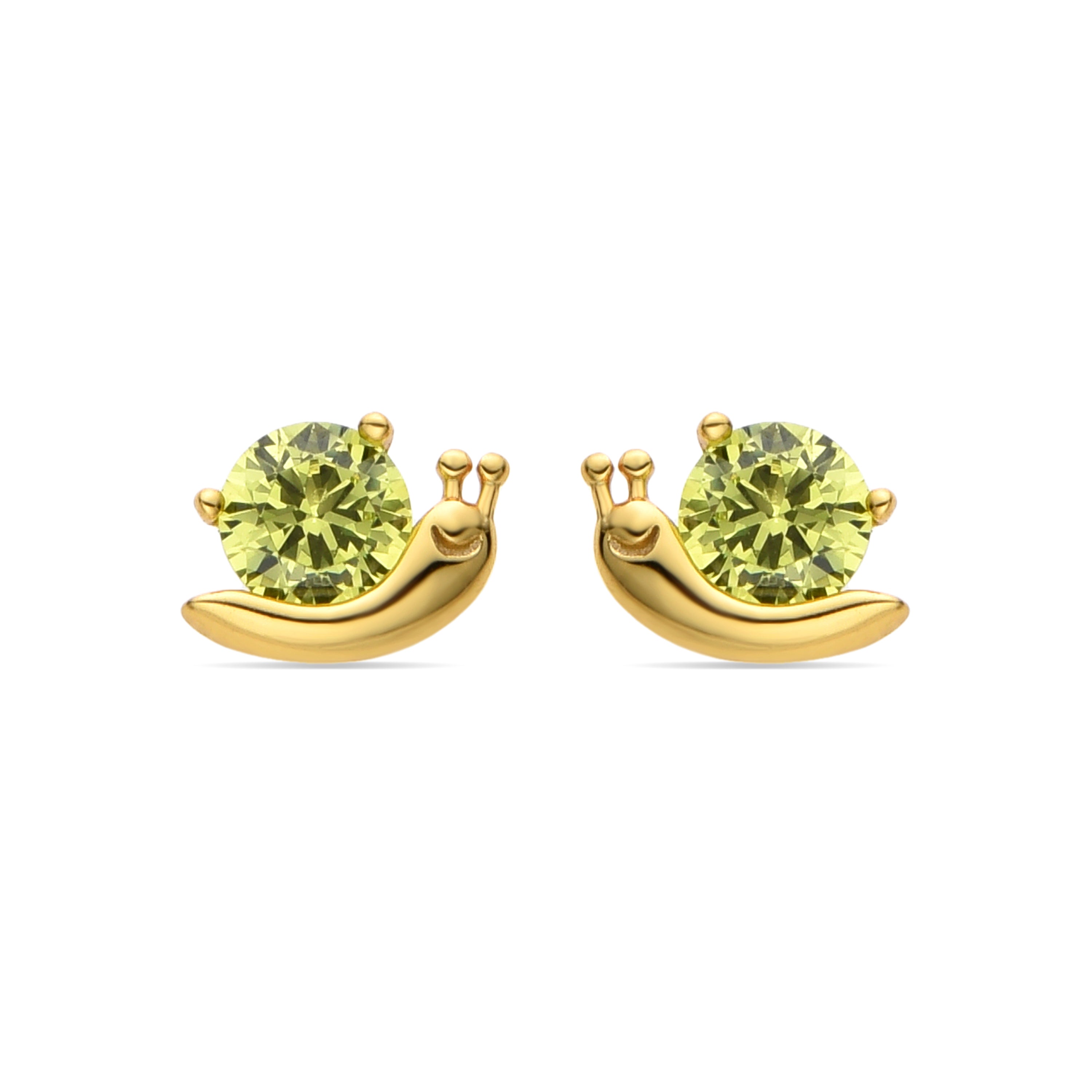 925 Sterling Silver Earrings with Green Zirconia finished in 18K yellow gold - Aysma