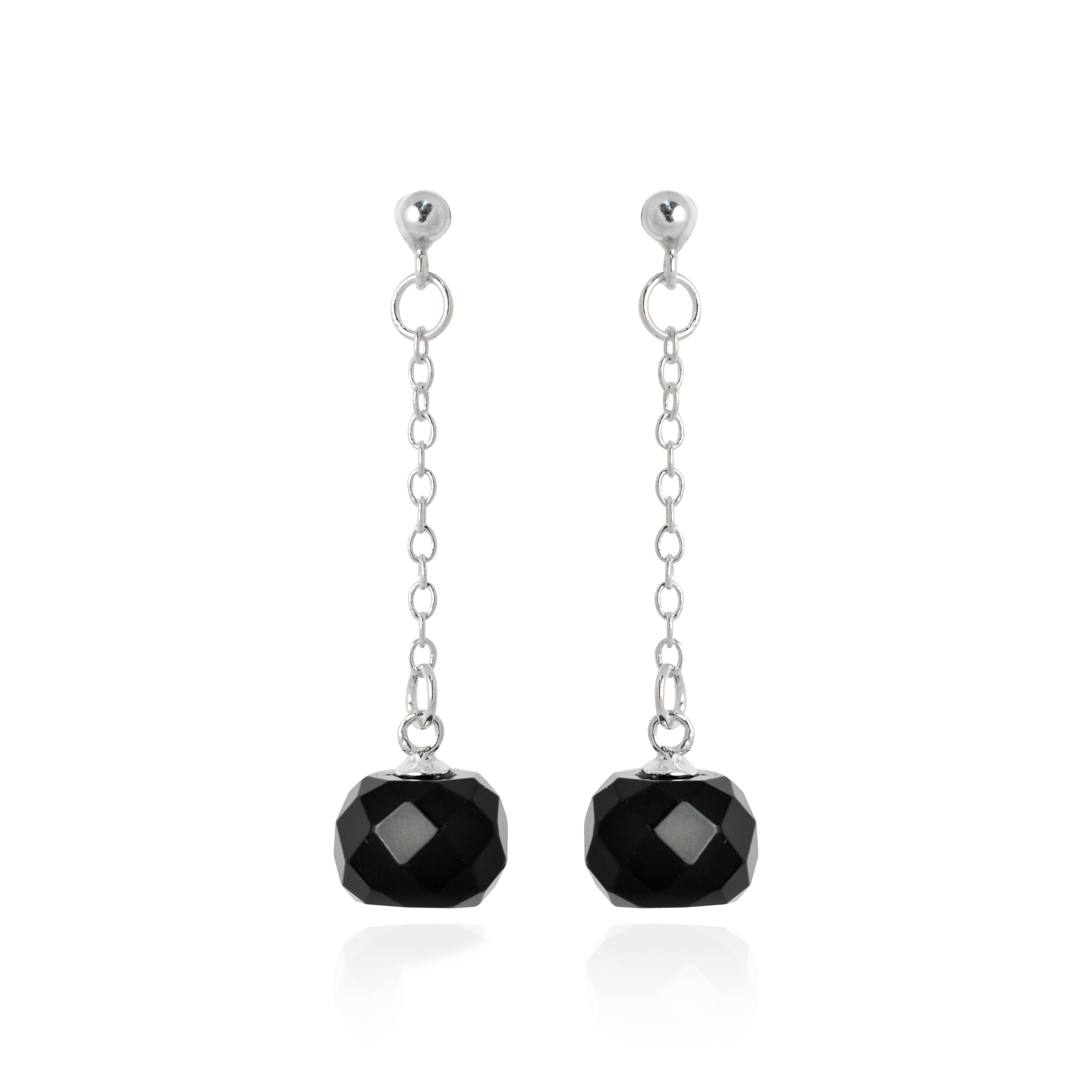 925 Sterling Silver Earrings with Onyx finished in rhodium - Kiarik