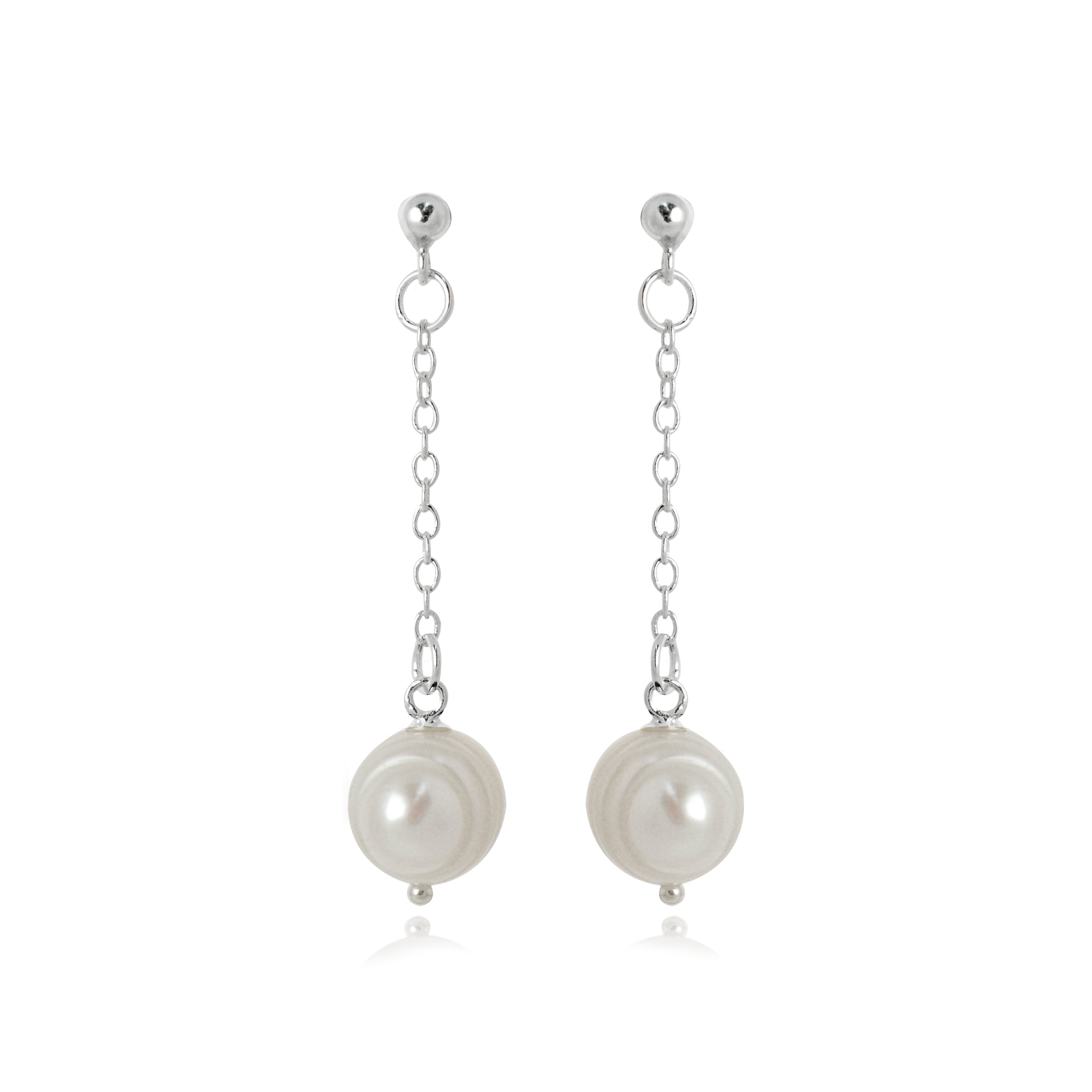 Orecchini in Argento Sterling 925 con Perla Bianca finiti in rodio - Kiarik
