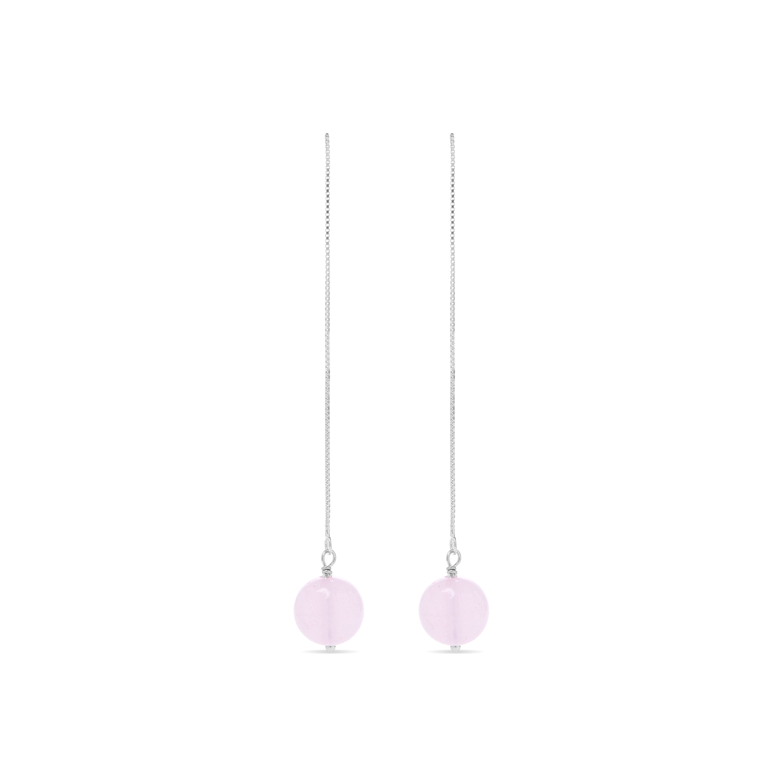 Orecchini in Argento Sterling 925 con Quarzo Rosa finiti in rodio - Kenitna