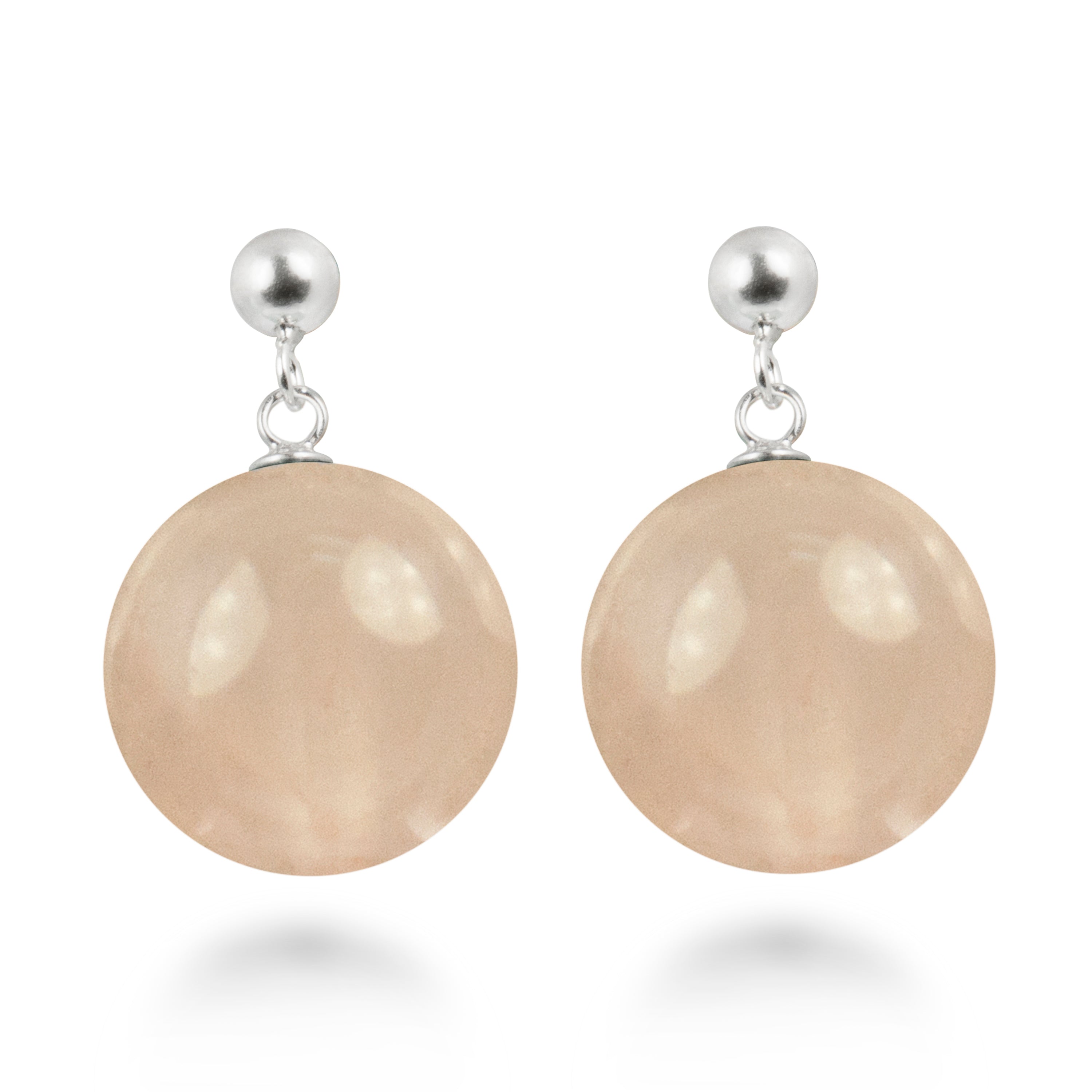 Orecchini in Argento Sterling 925 con Quarzo Rosa finiti in rodio - Coleki