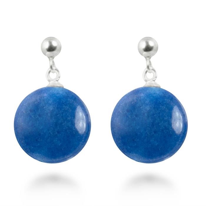 Boucles d'oreilles en argent sterling 925 avec agate bleu foncé finies en rhodium - Kenitna