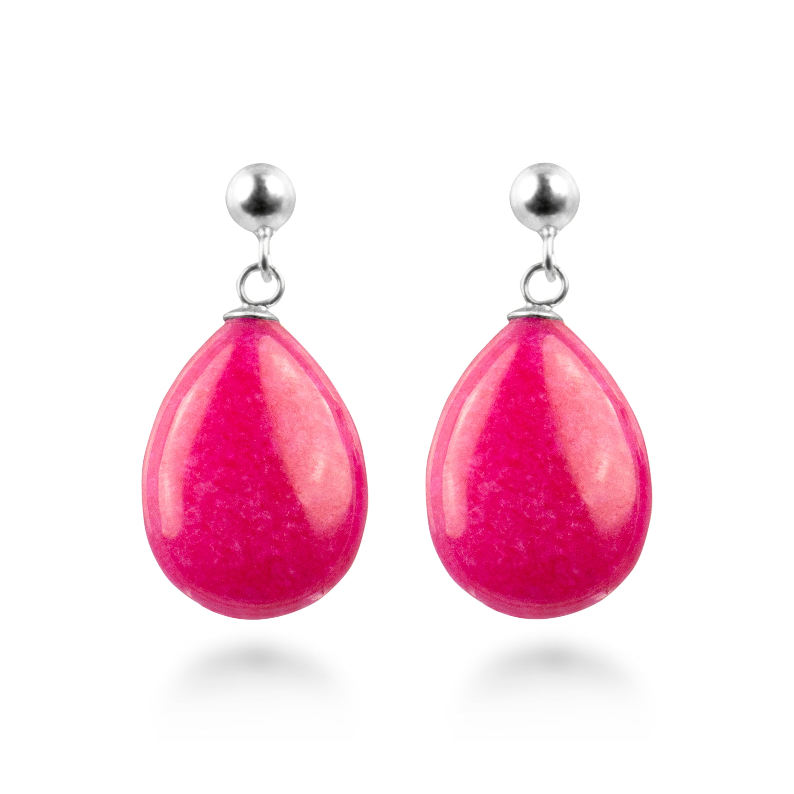 Boucles d'oreilles en argent sterling 925 avec agate rose finies en rhodium - Kenitna