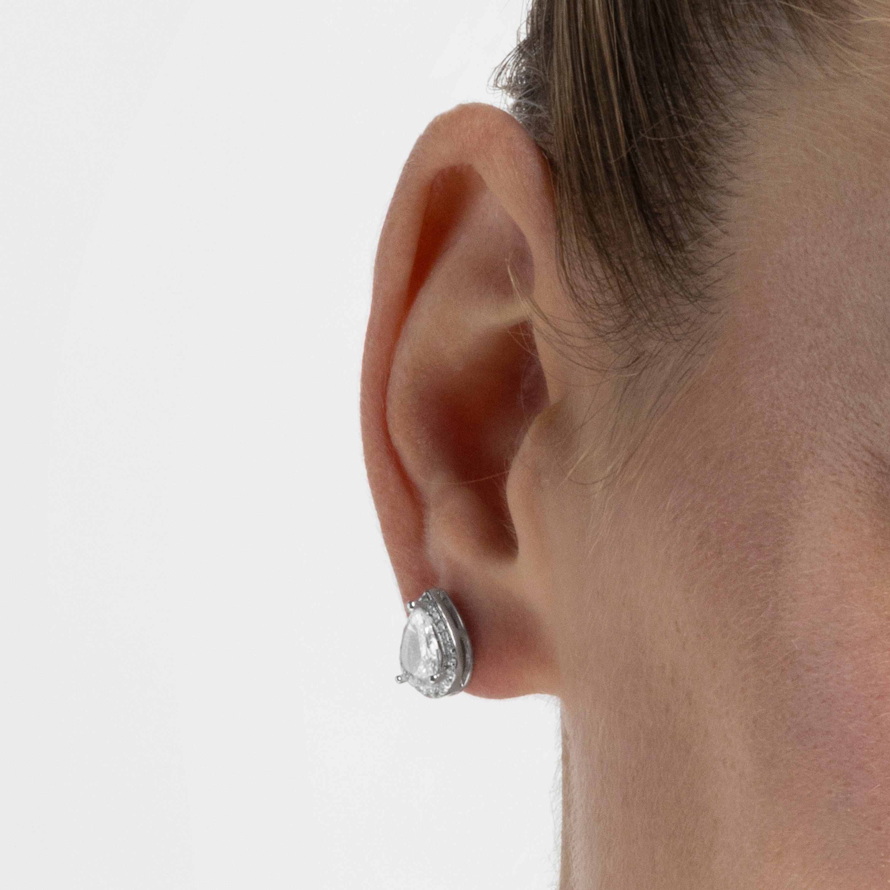 925 Sterling Silver Earrings with Brilliant Zirconia finished in Rhodium - Theli
