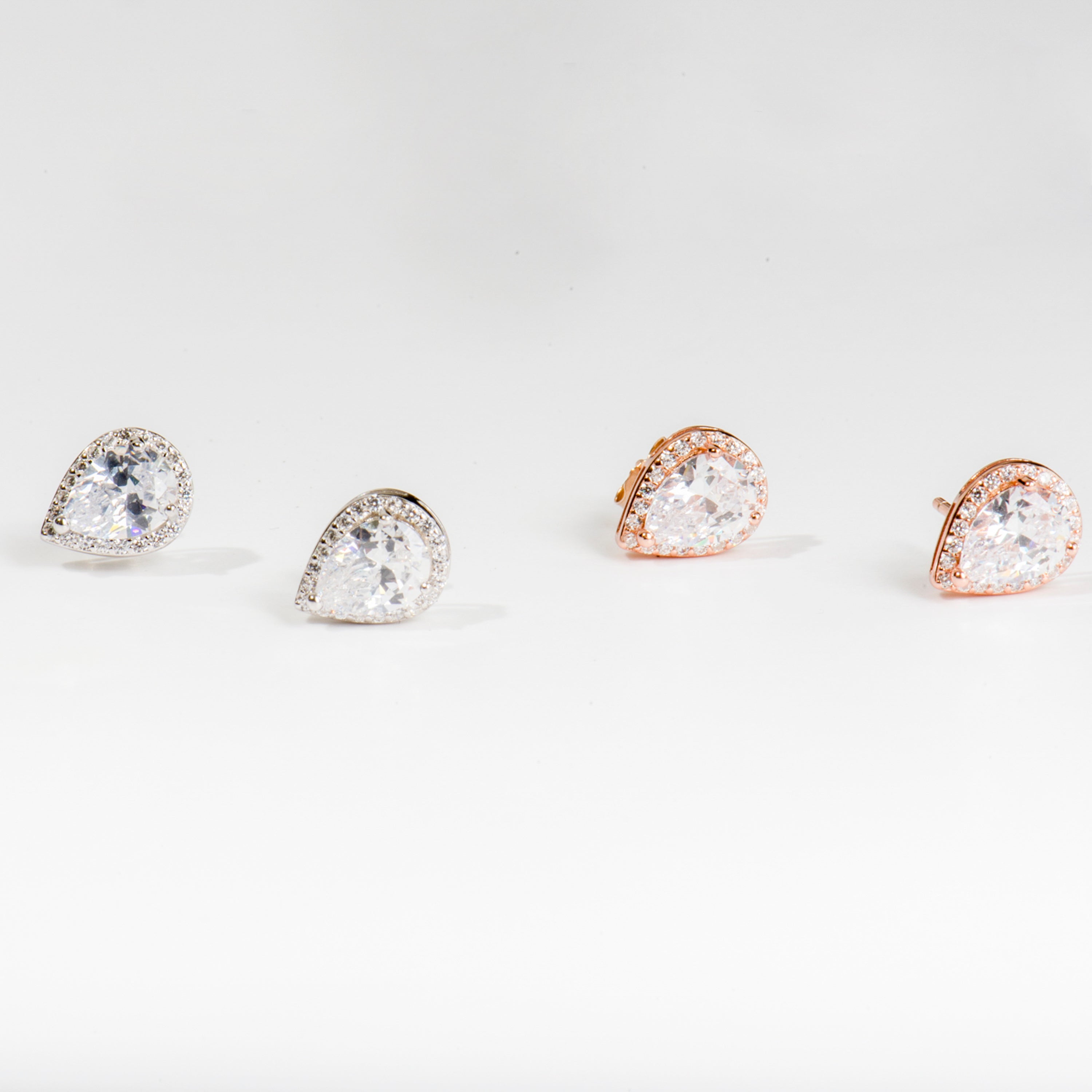 925 Sterling Silver Earrings with Brilliant Zirconia finished in Rhodium - Theli