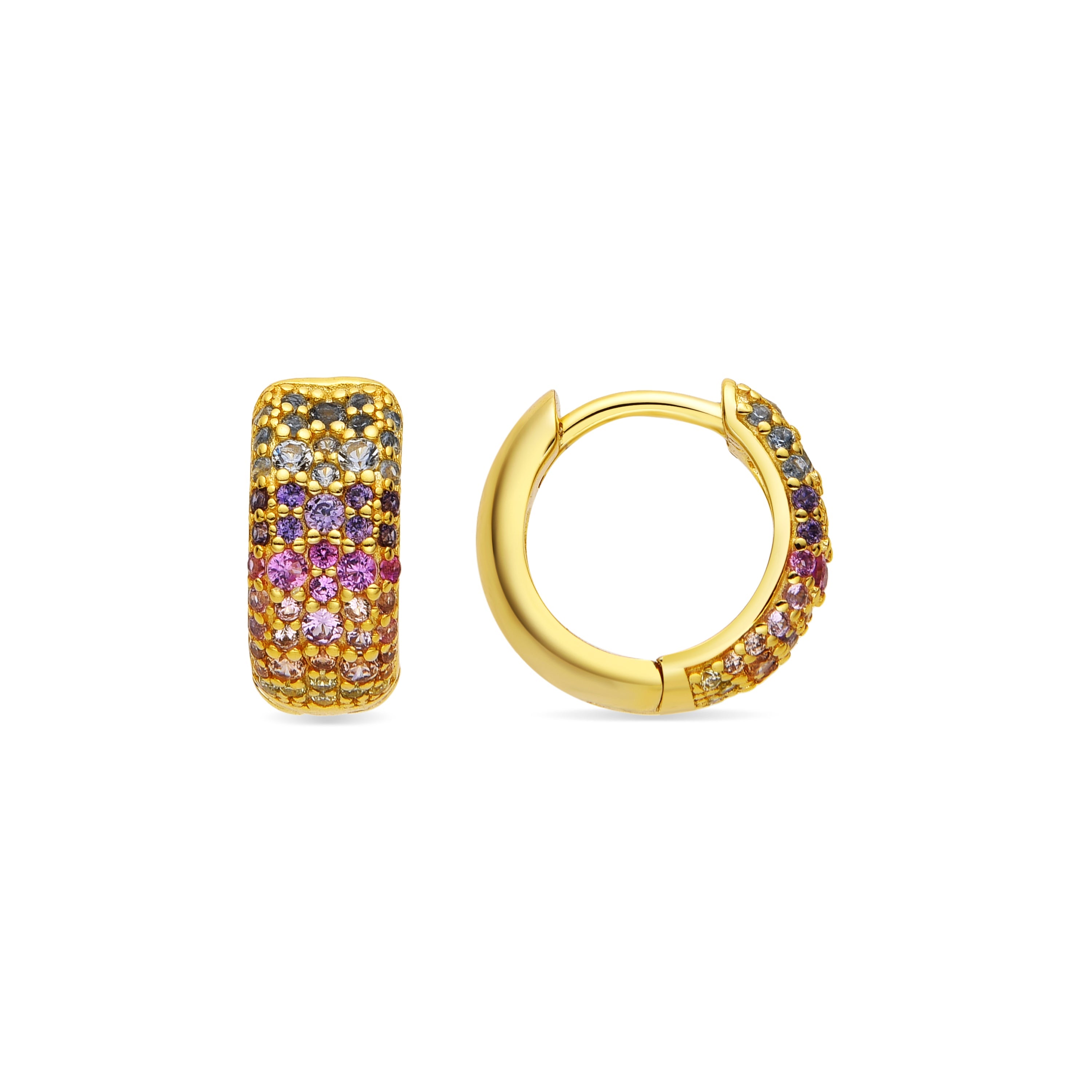 Orecchini in Argento Sterling 925 e Zirconia Multicolore con finitura in rodio - Kibek