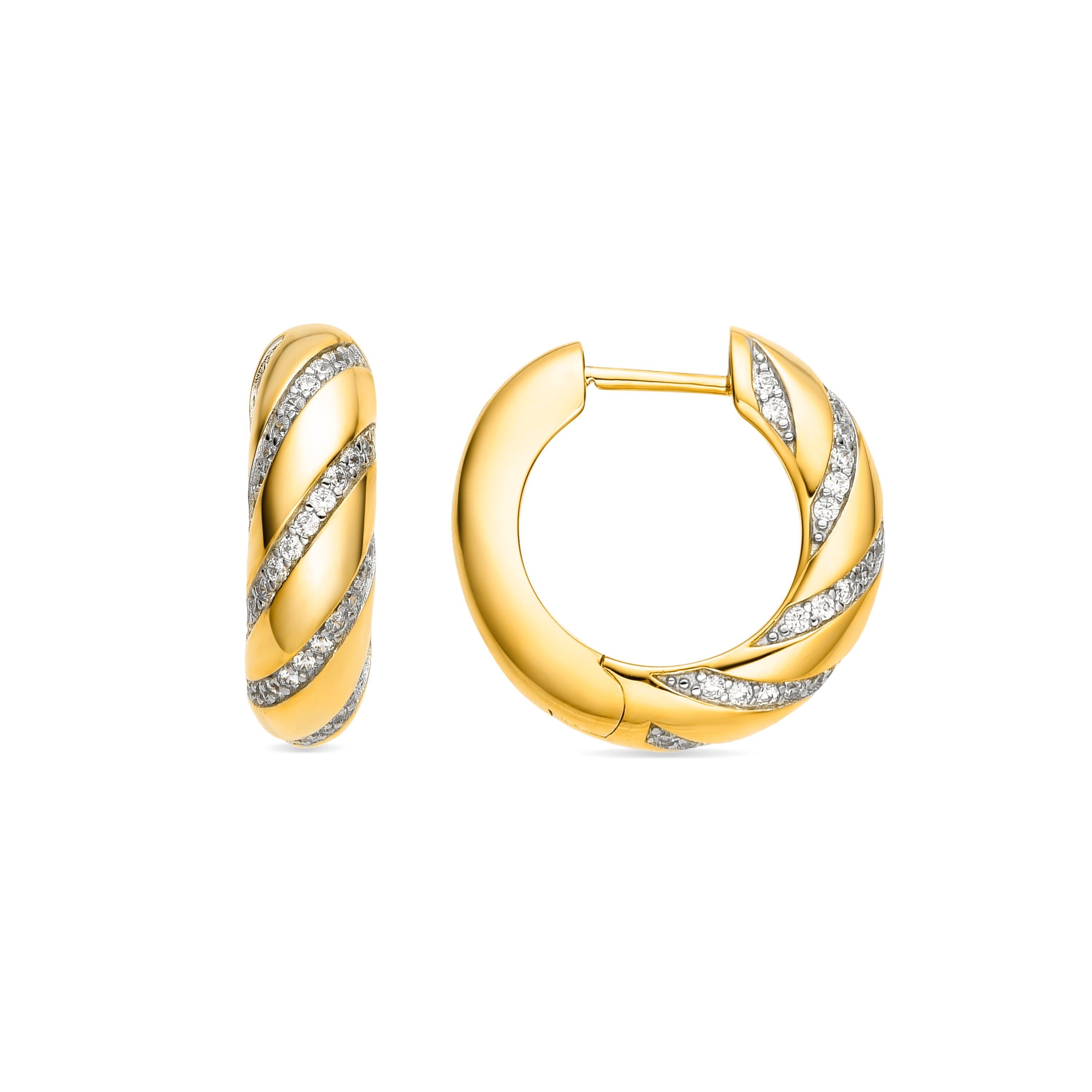 Ohrringe aus 925er Sterlingsilber und glänzenden Zirkonia mit 18k Goldfinish - Vikai