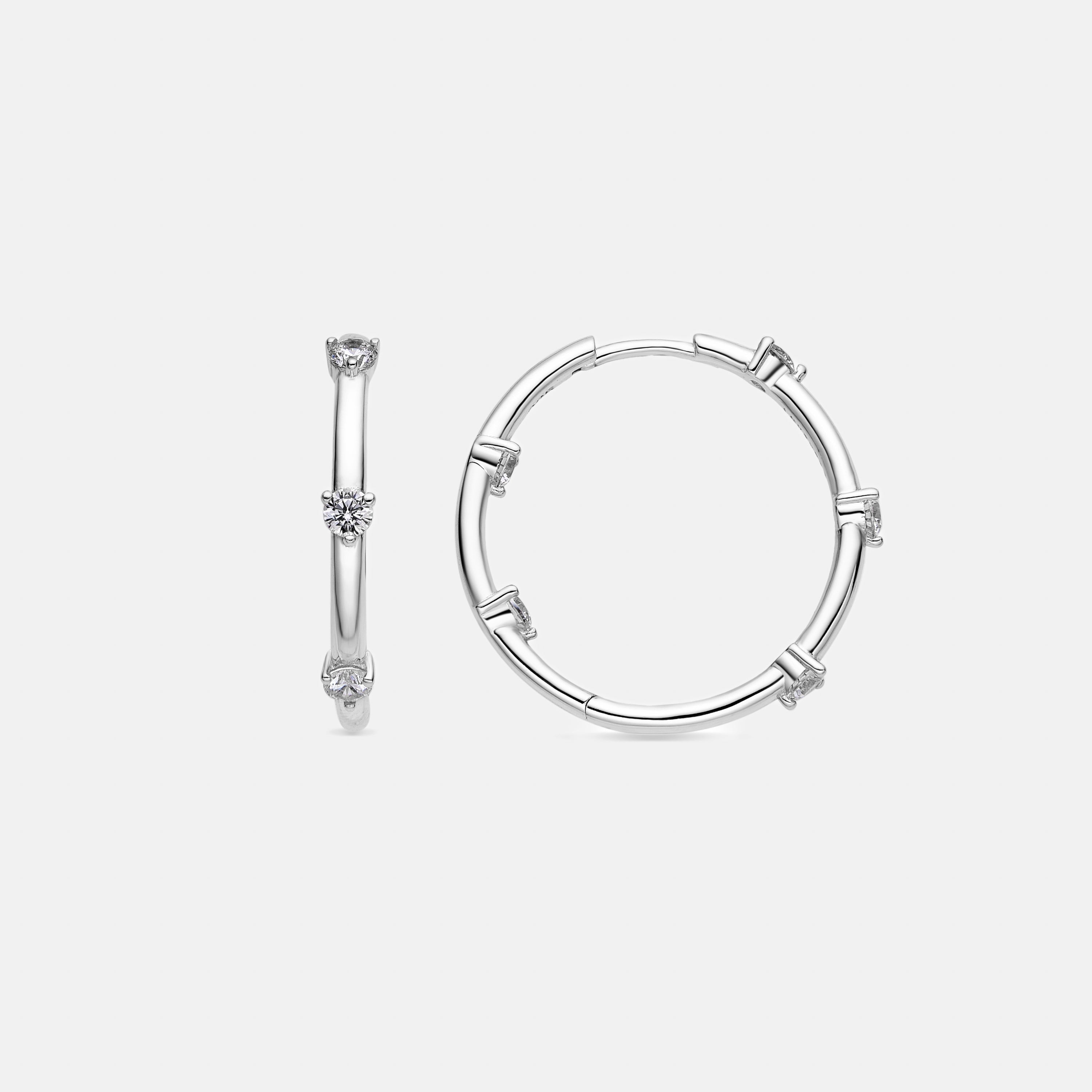 Pendientes de Plata de Ley 925 y Circonita Brillante acabado en rodio - Rajib