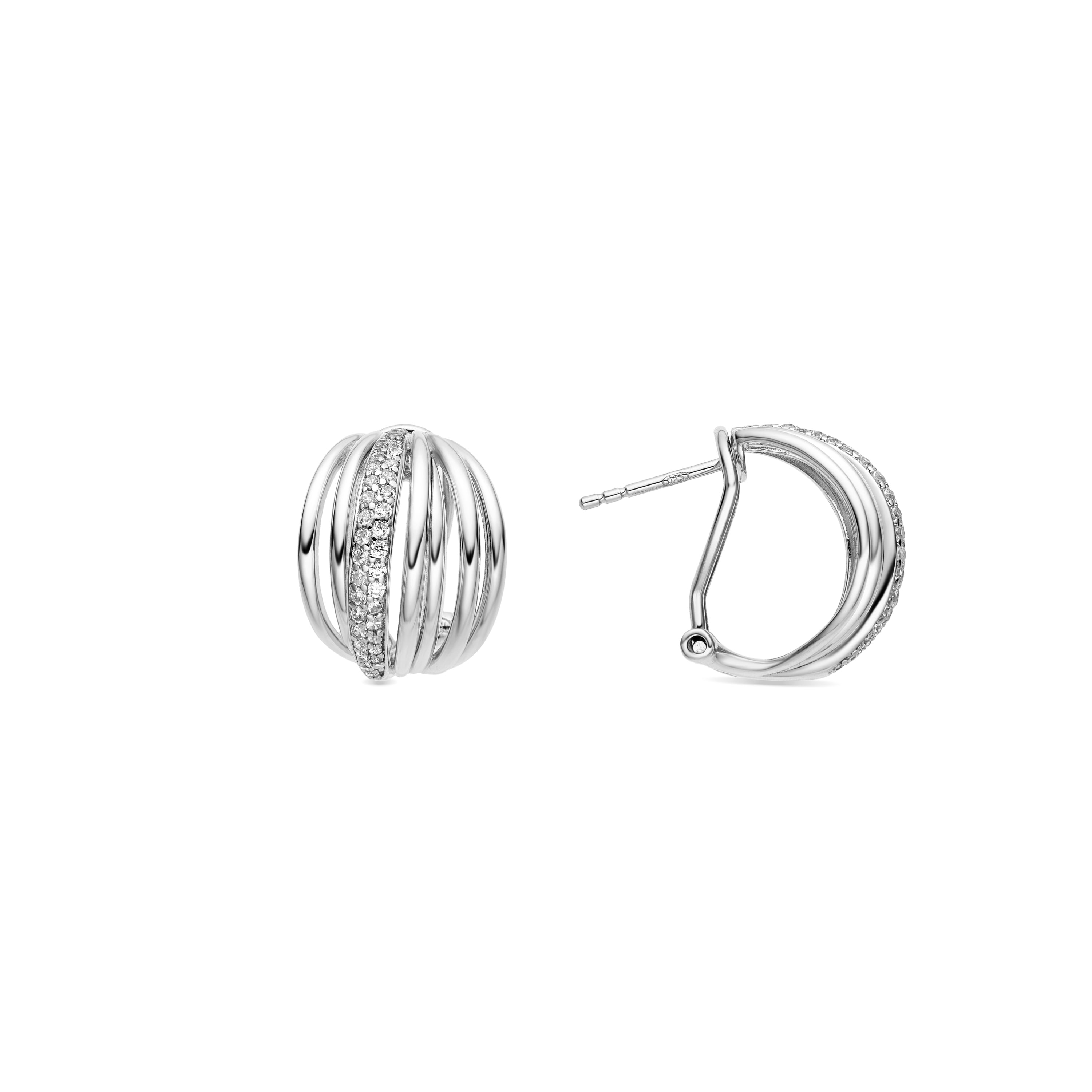 925 Sterling Silver Earrings with Brilliant Zirconia finished in Rhodium - Aslor