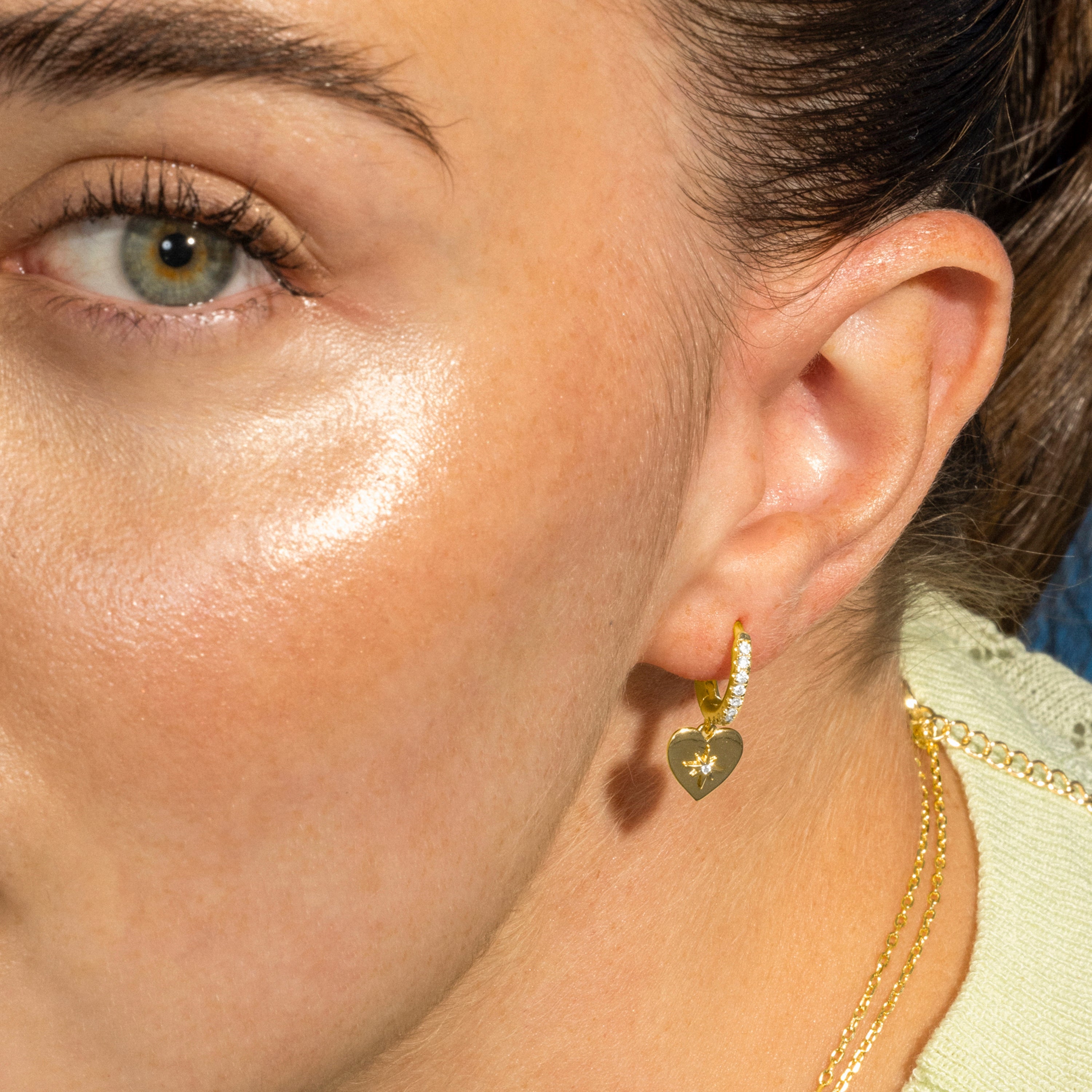Pendientes de Plata de Ley 925 y Circonita Brillante acabado oro 18k - Saita