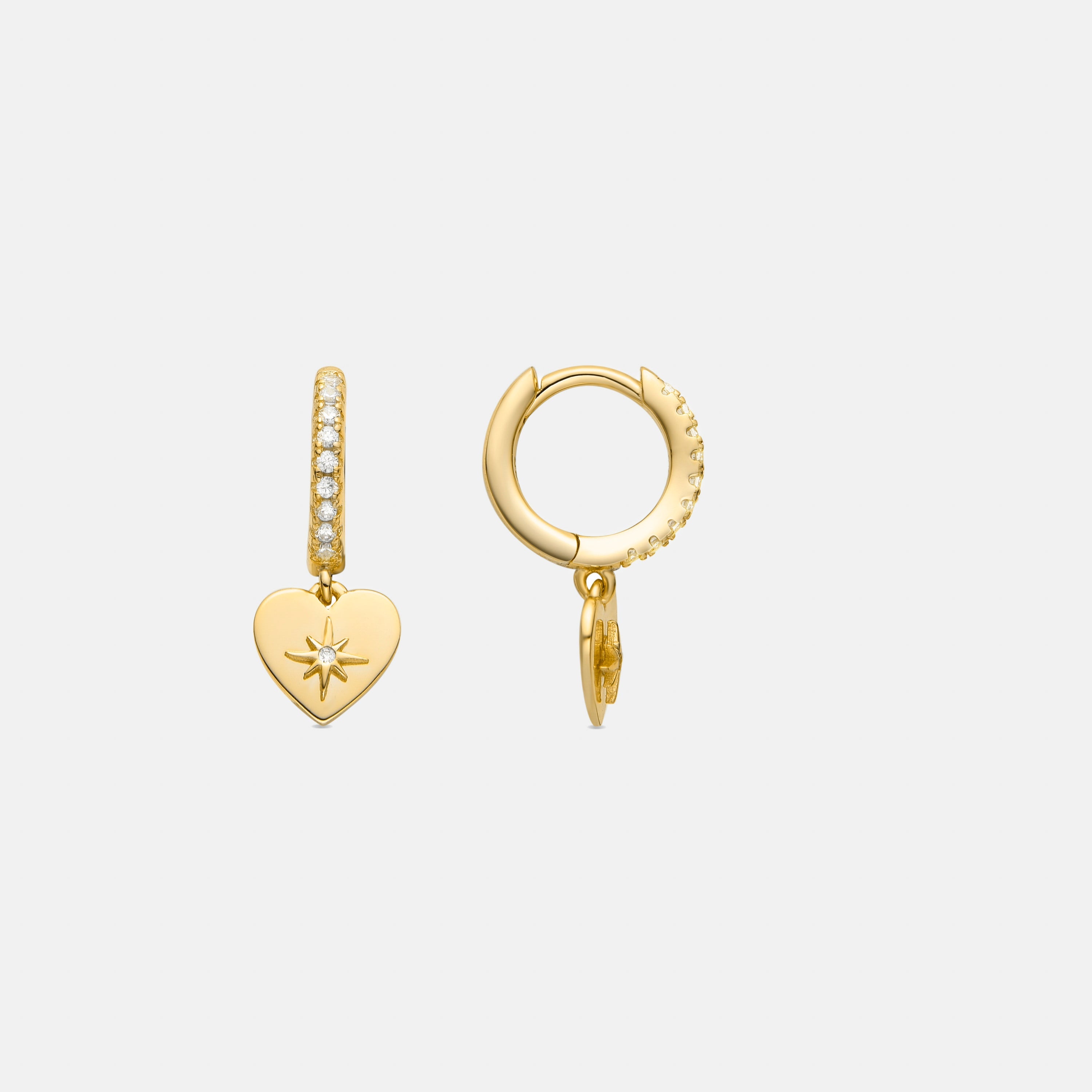 Pendientes de Plata de Ley 925 y Circonita Brillante acabado oro 18k - Saita