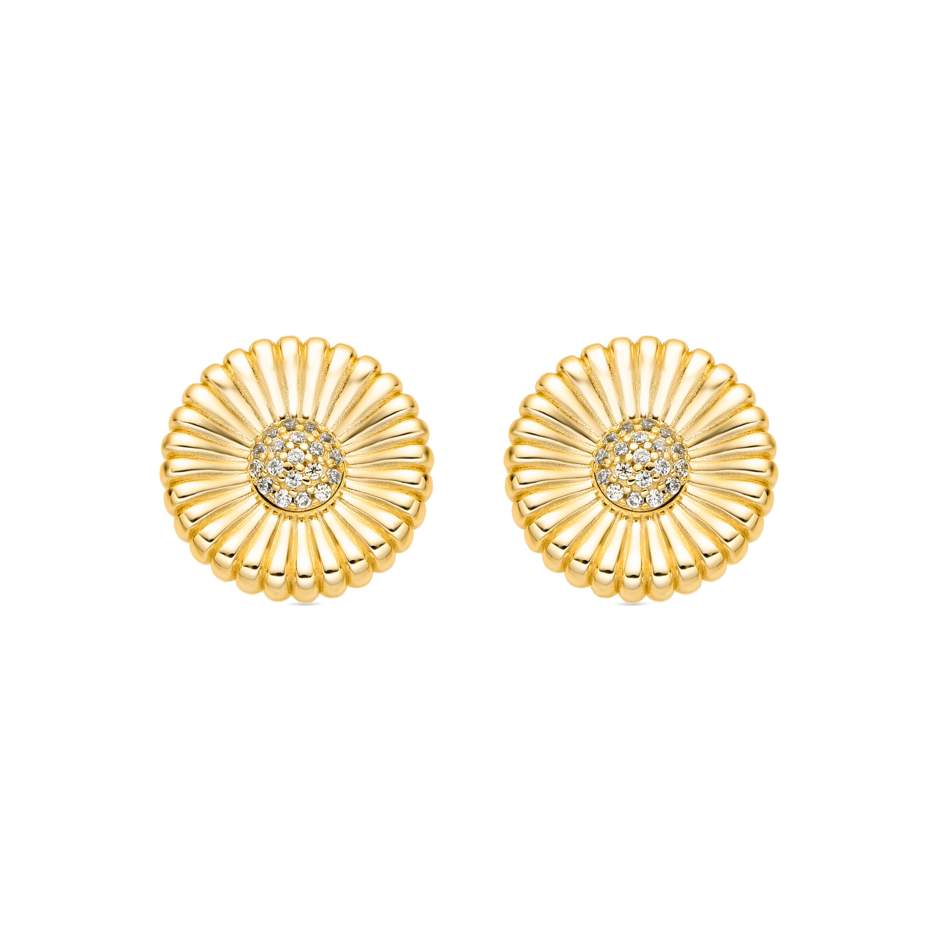 925 Sterling Silver Earrings with Brilliant Zirconia finished in 18k gold - Olie