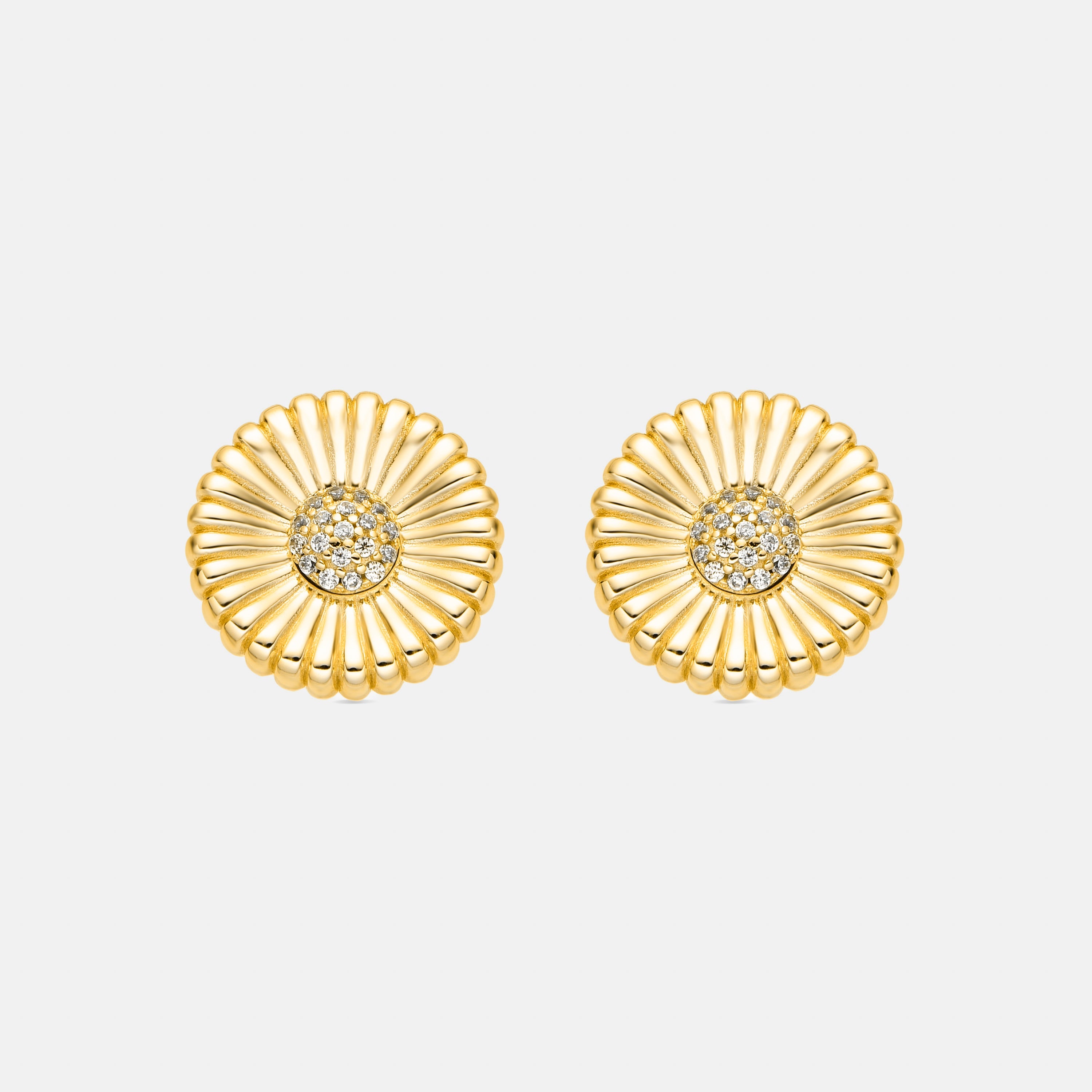 Pendientes de Plata de Ley 925 y Circonita Brillante acabado oro 18k - Olie