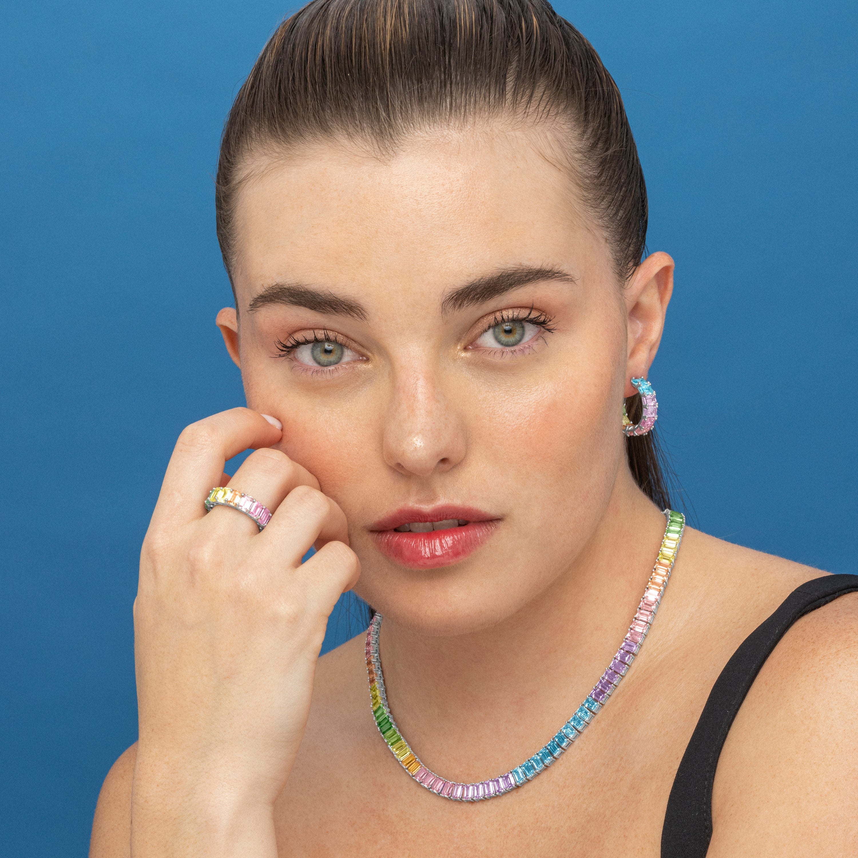 Orecchini in Argento Sterling 925 e Zirconia Multicolore con finitura in rodio - Syruo