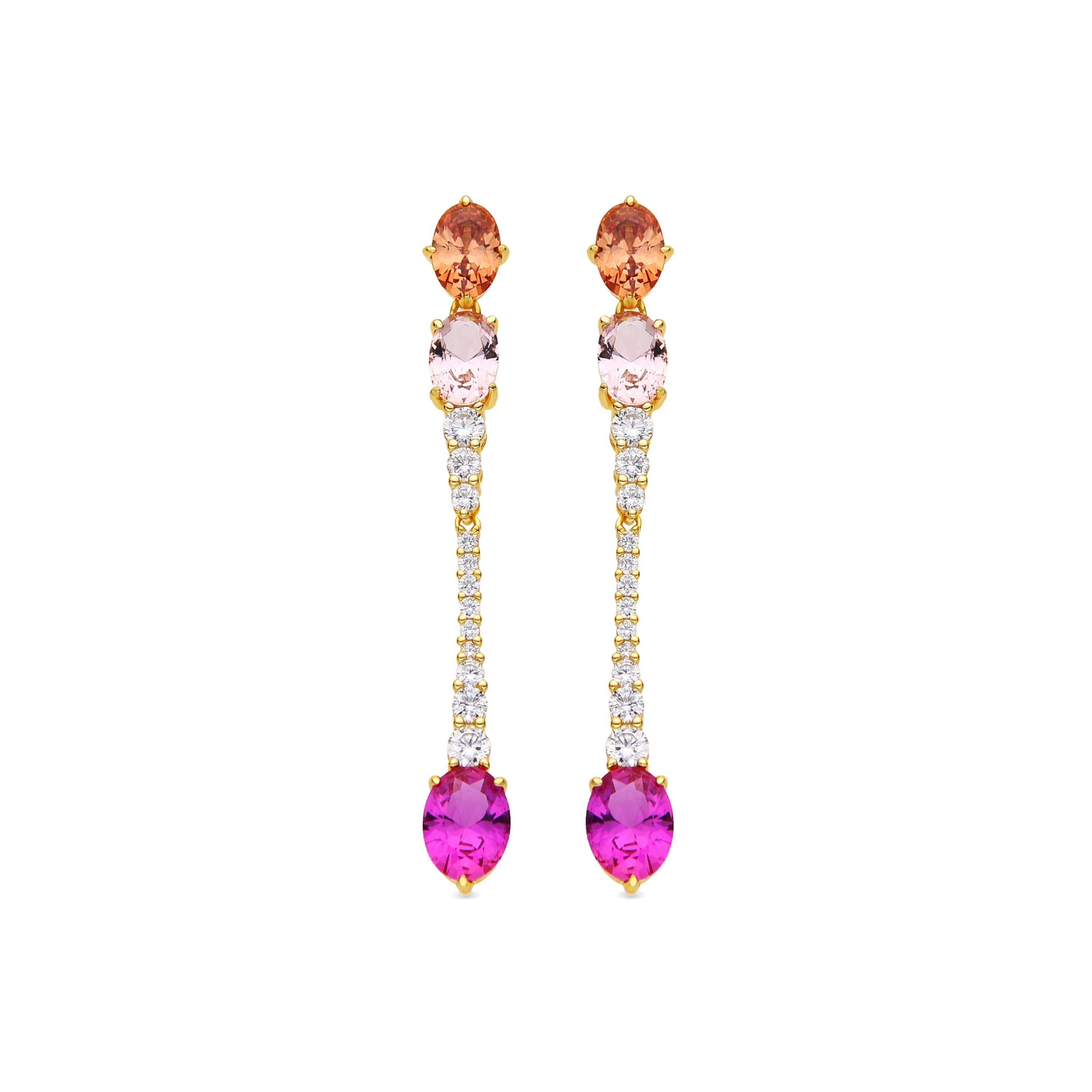 Orecchini in Argento Sterling 925 e Zirconia Multicolore con finitura in oro 18k - Shapsa