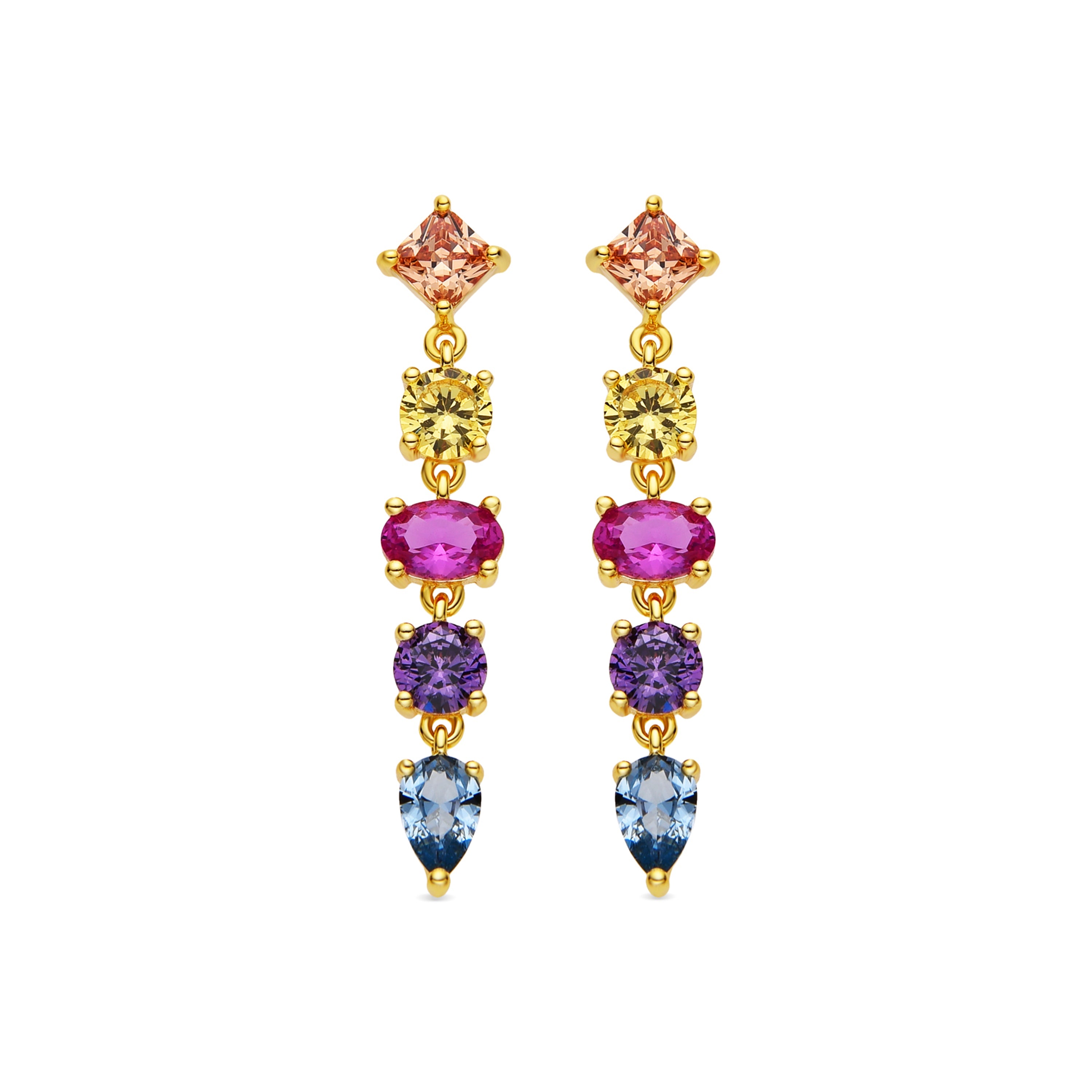Orecchini in Argento Sterling 925 e Zirconia Multicolore finitura oro 18k - Narxo