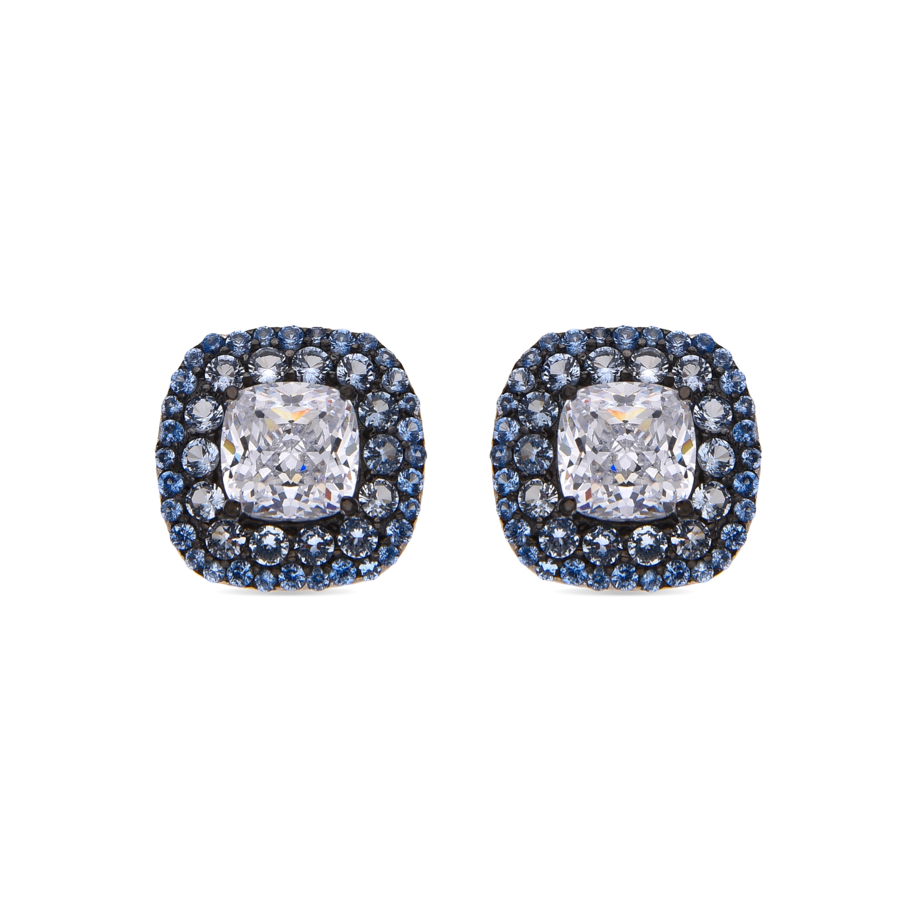 Orecchini in Argento Sterling 925 e Zirconia Topazio Blu con finitura in rodio - Salug