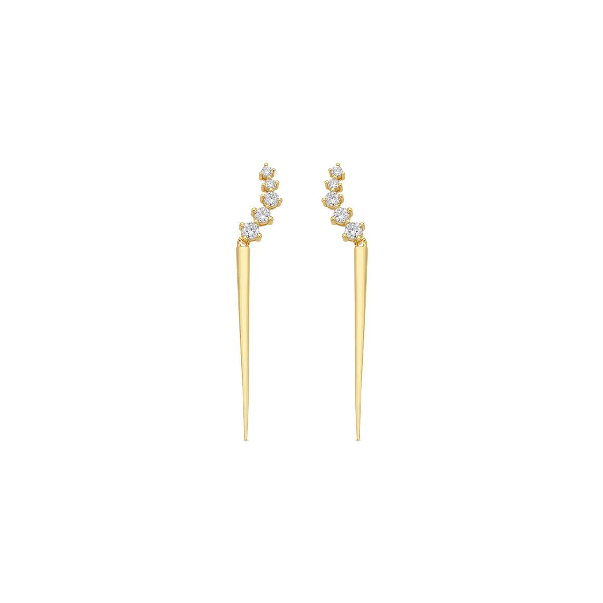 Pendientes de Plata de Ley 925 y Circonita Brillante acabado oro amarillo de 18k - Copim