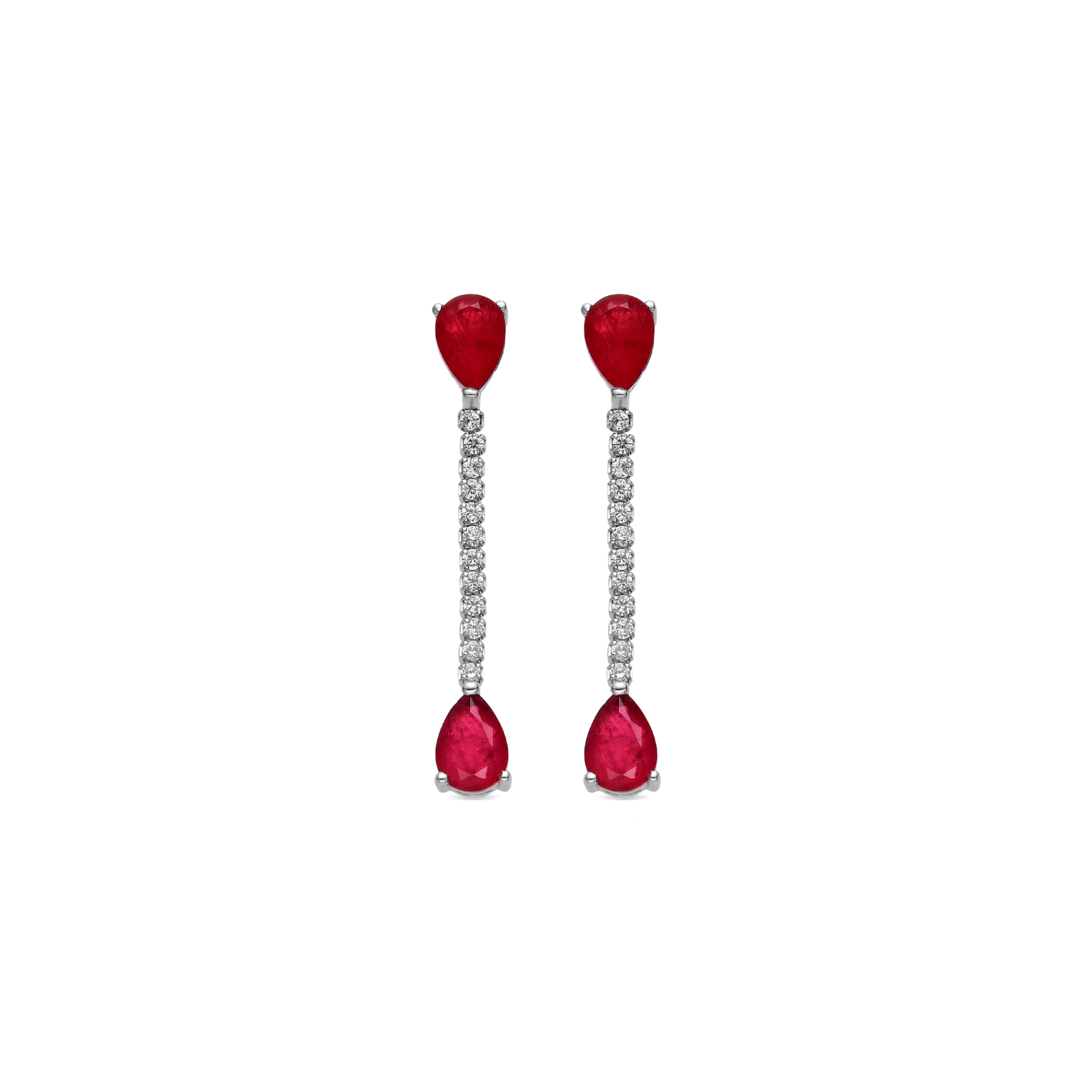 Pendientes de Plata de Ley 925 y Cuarzo Hidrotermal Cereza acabado rodio - Kuhao