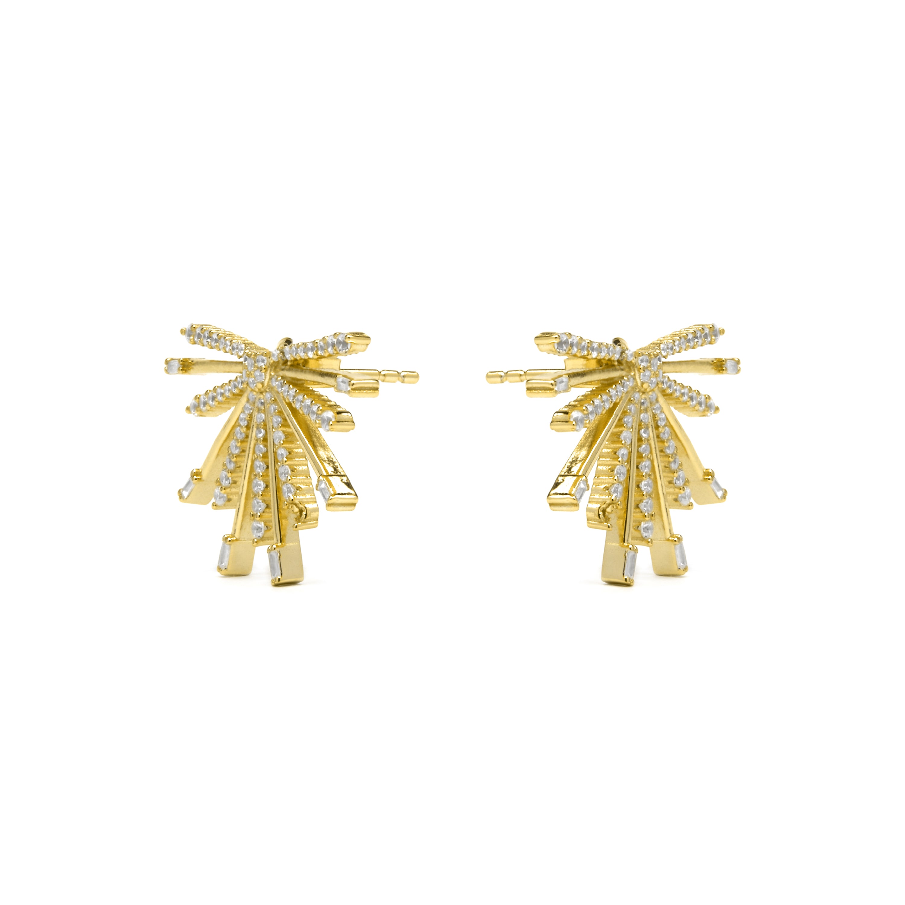 Boucles d'oreilles en argent sterling 925 et zircon brillant finition or jaune 18k - Amin