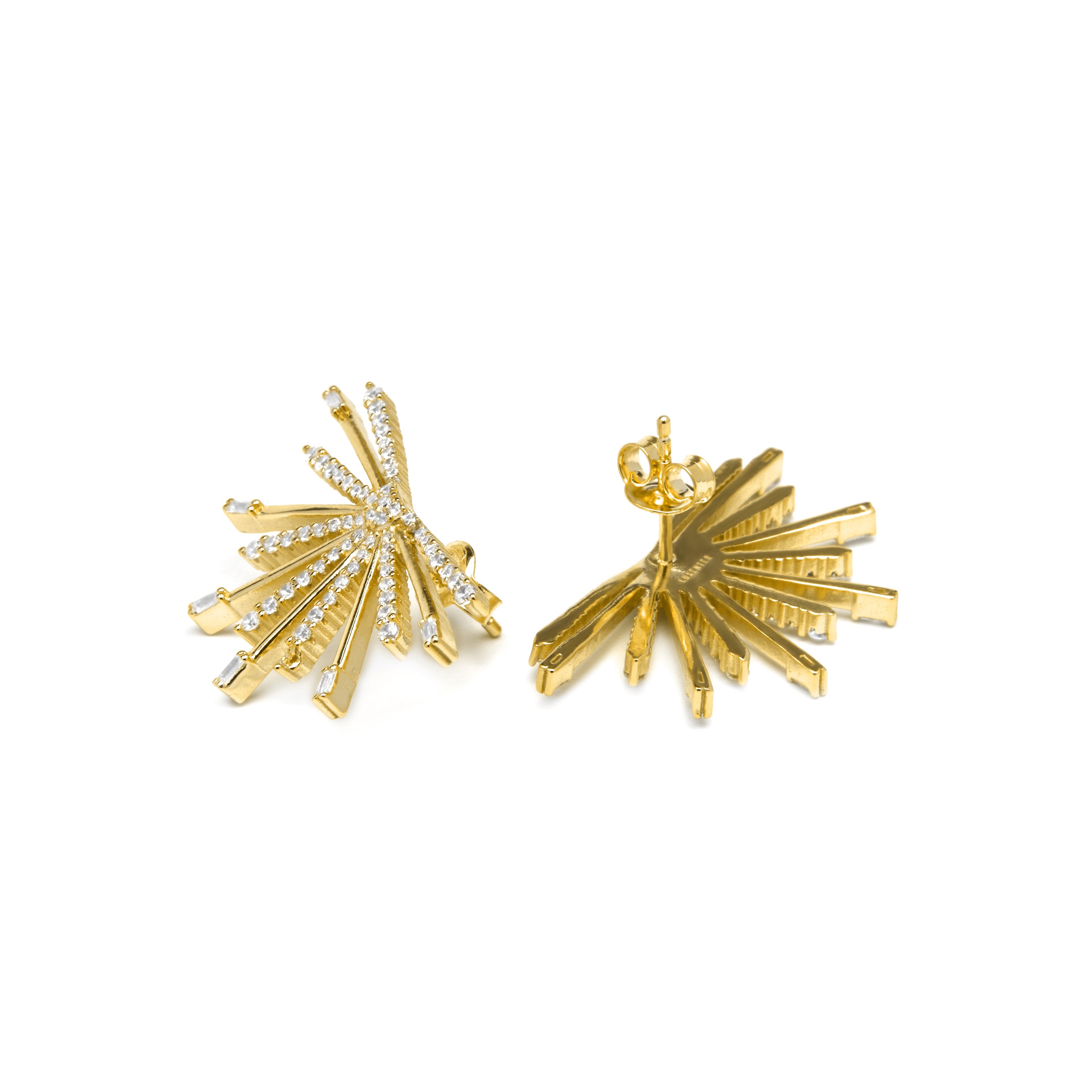 Boucles d'oreilles en argent sterling 925 et zircon brillant finition or jaune 18k - Amin