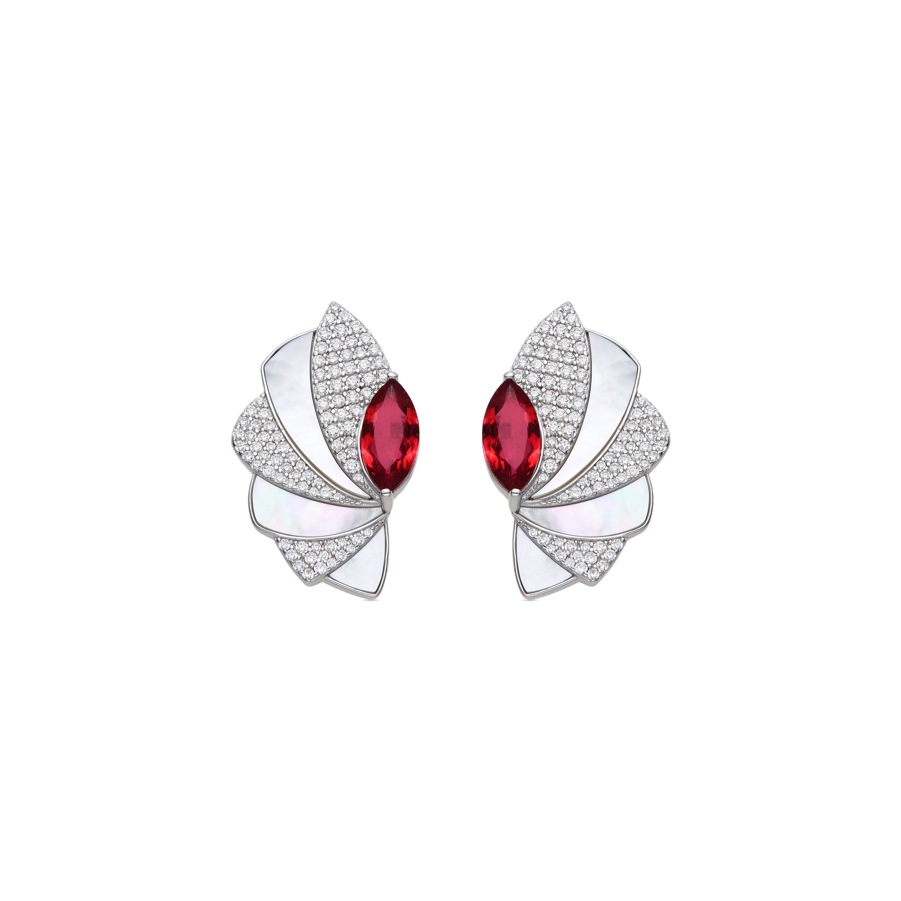 925 Sterling Silver Earrings with Hydrothermal Cherry Quartz, Rhodium Finish - Dyane