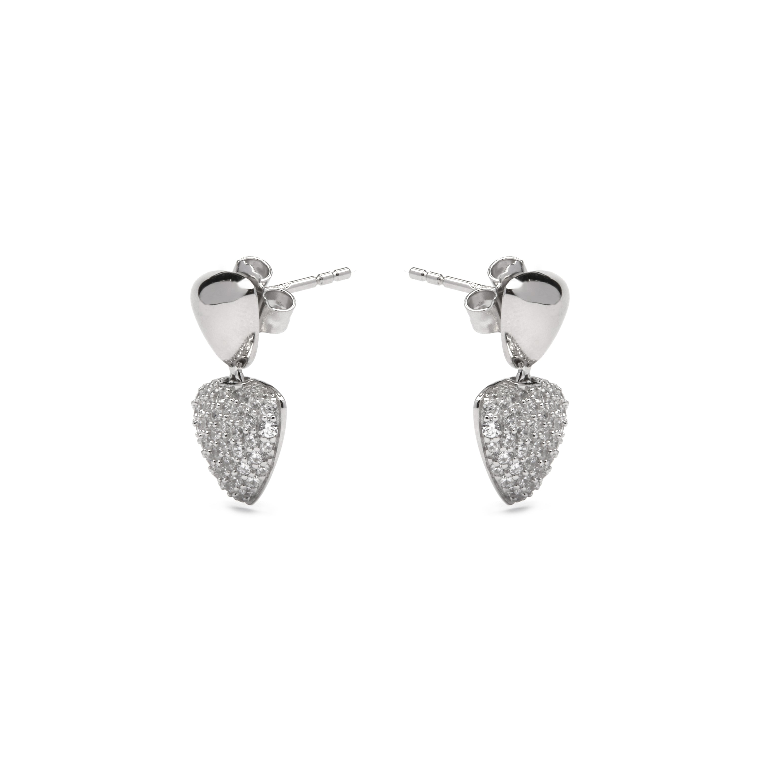 Boucles d'oreilles en argent sterling 925 et zircon brillant finition rhodium - Haju