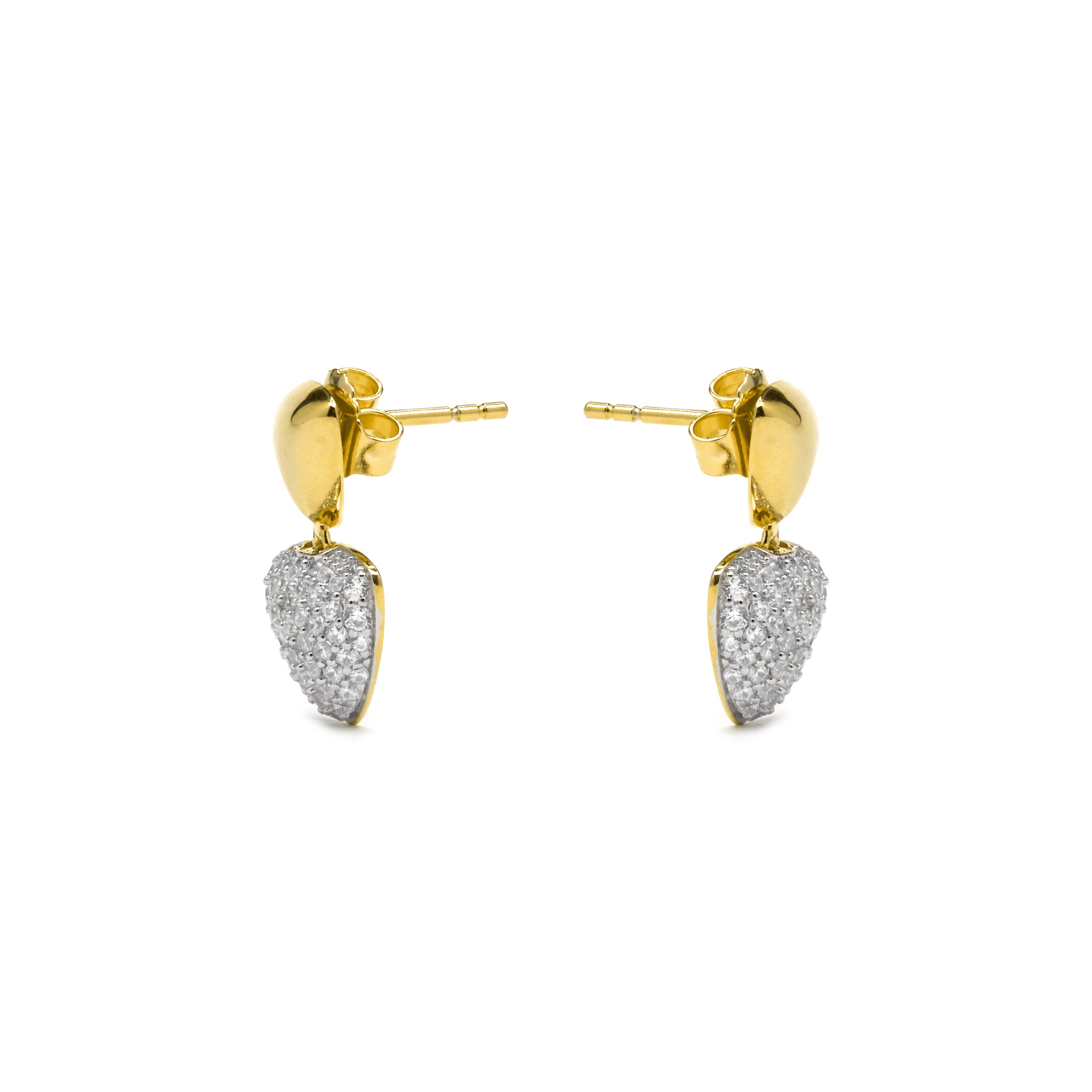 Boucles d'oreilles en argent sterling 925 et zircon brillant finition or jaune 18k - Haju