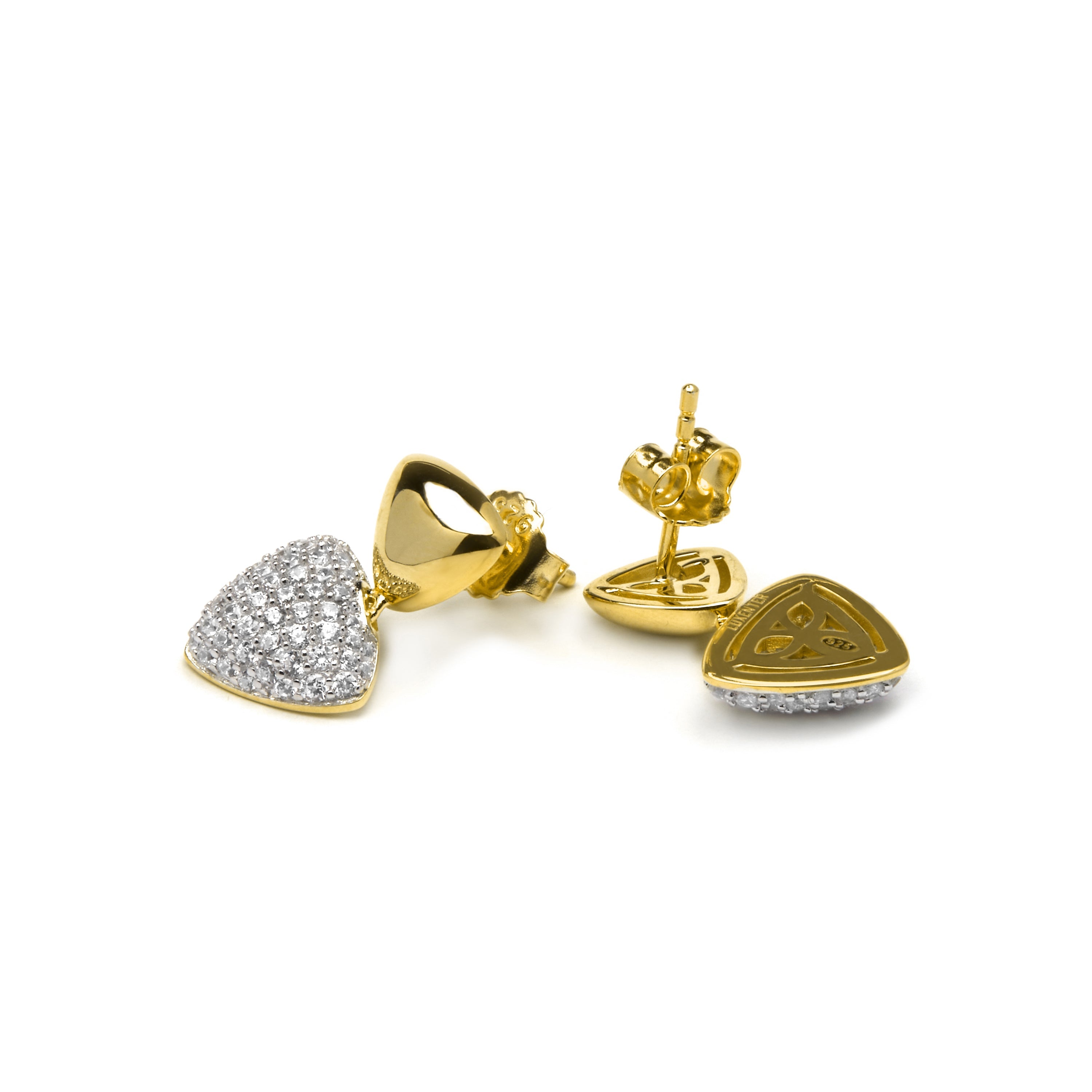 Boucles d'oreilles en argent sterling 925 et zircon brillant finition or jaune 18k - Haju