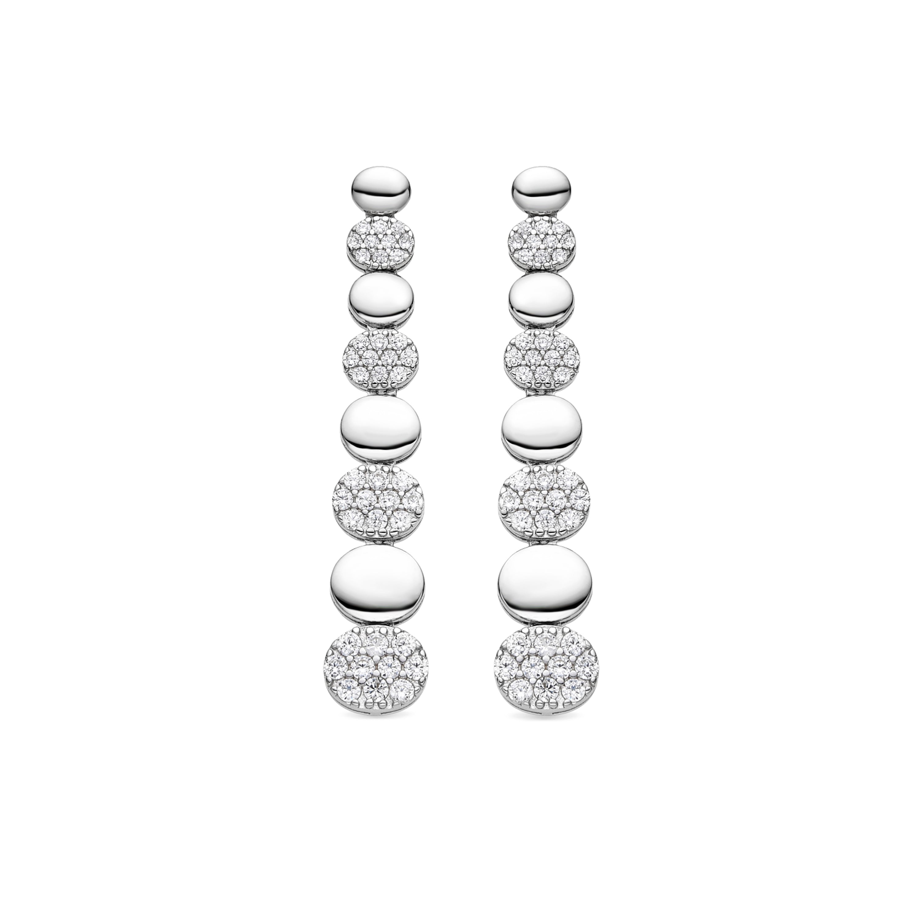 Pendientes de Plata de Ley 925 y Circonita Brillante acabado rodio - Cueko