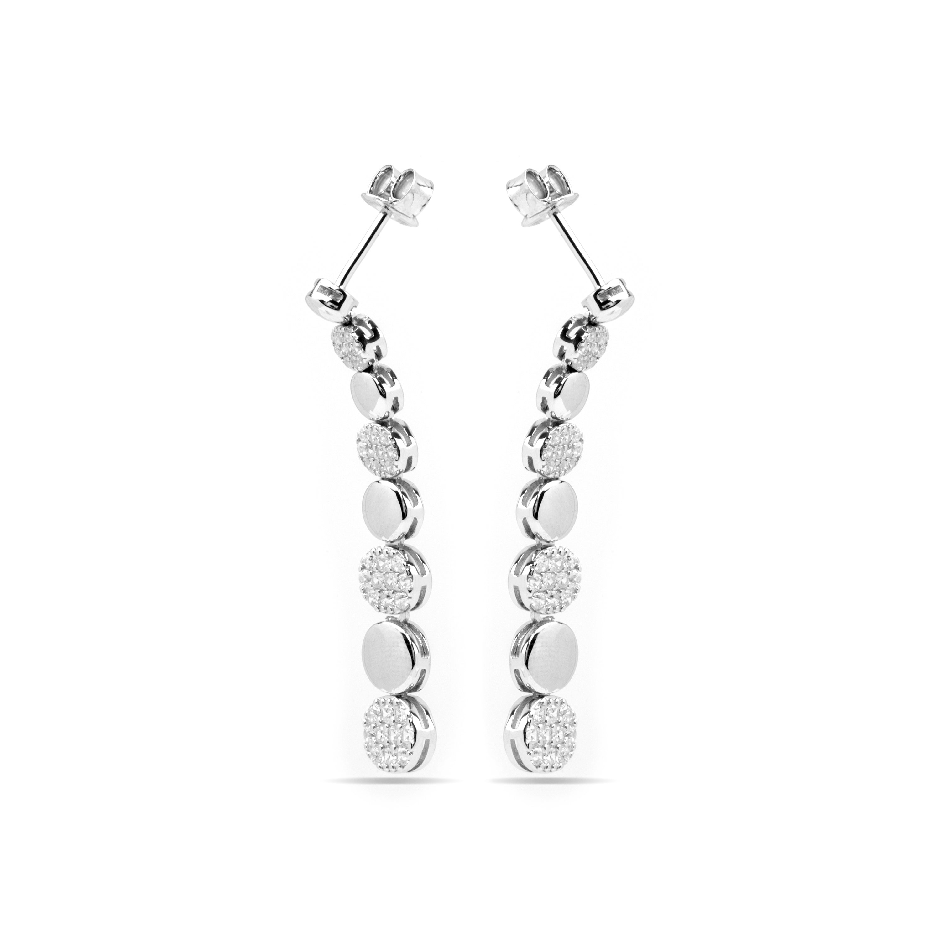 Boucles d'oreilles en argent sterling 925 et zircon brillant finition rhodium - Cueko