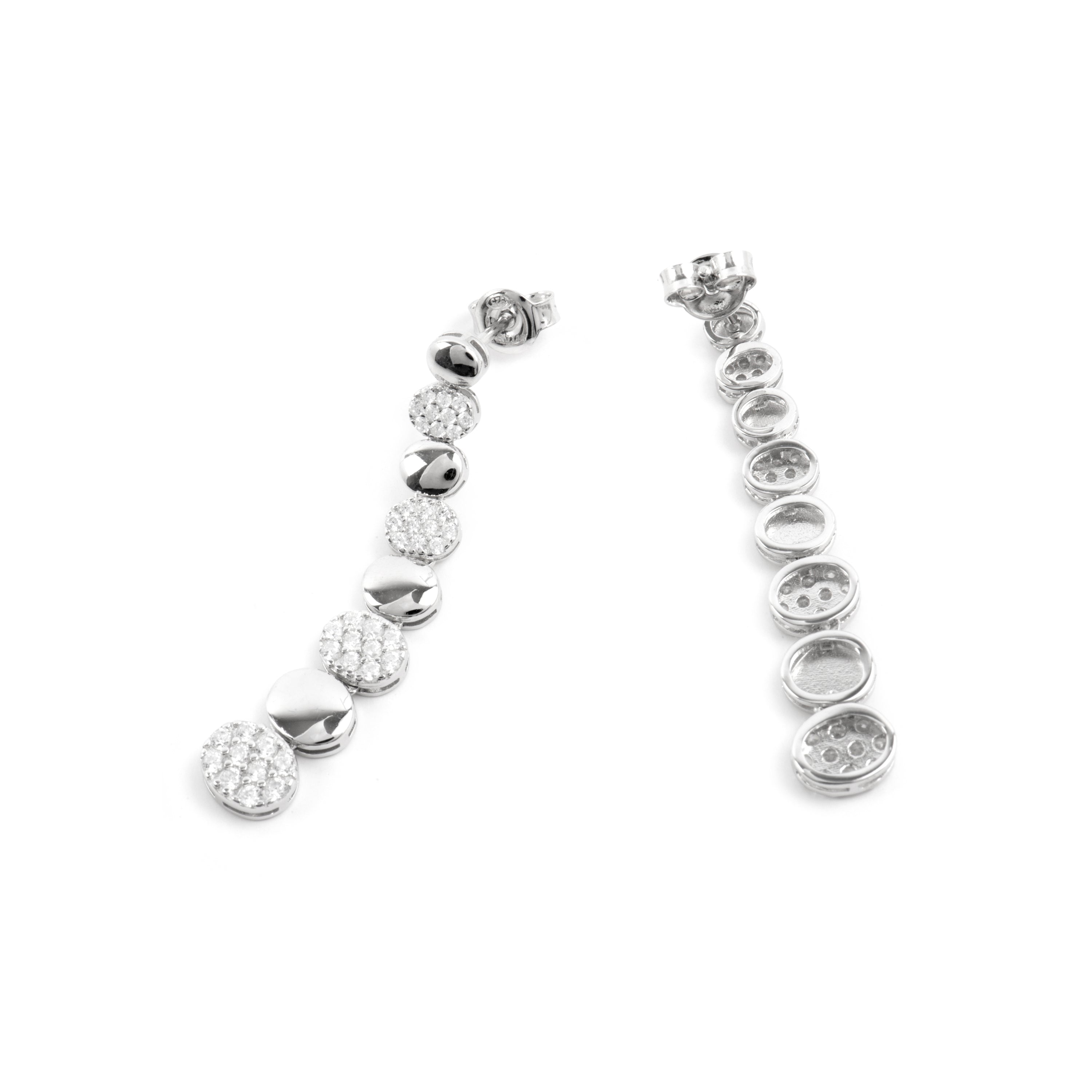Boucles d'oreilles en argent sterling 925 et zircon brillant finition rhodium - Cueko