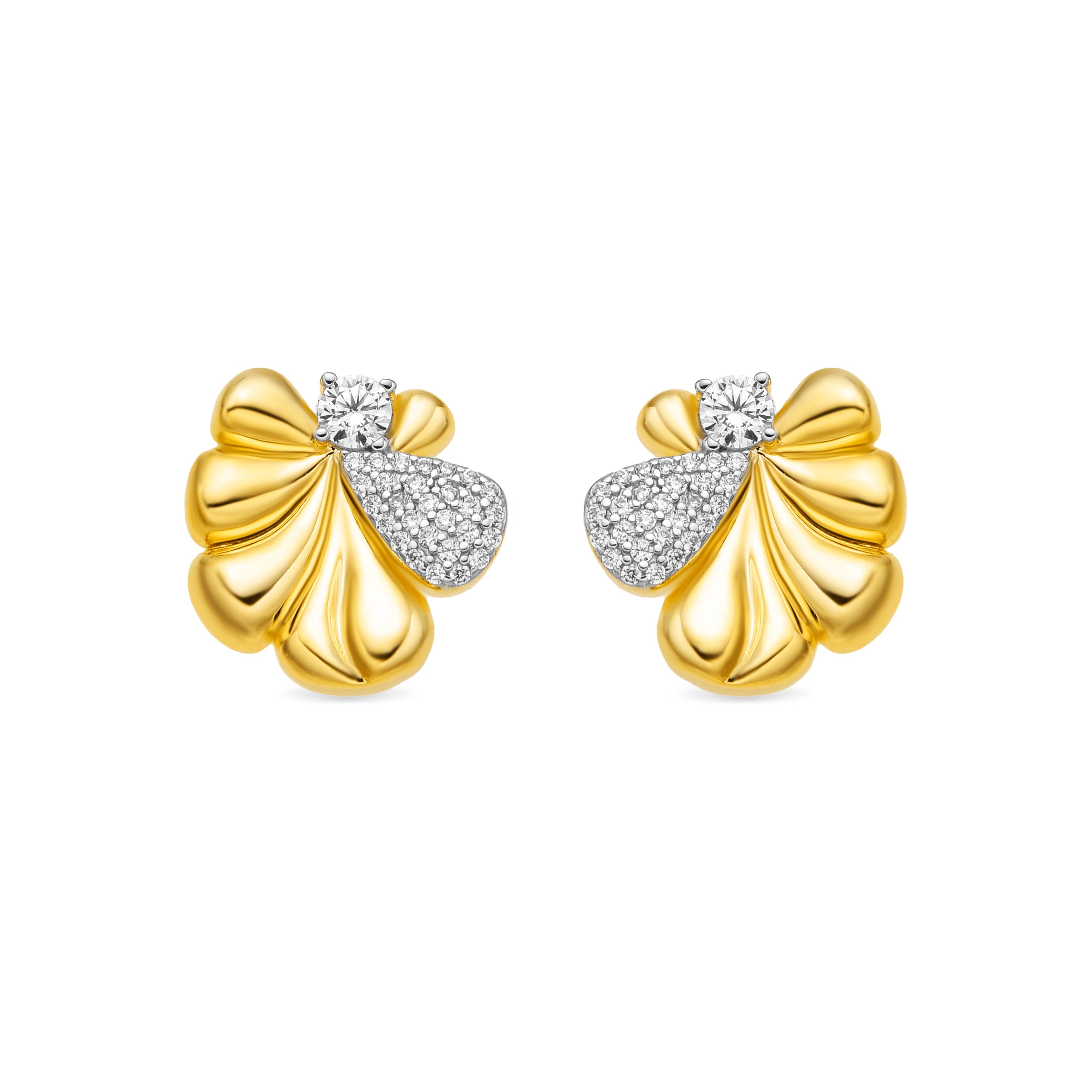 Pendientes de Plata de Ley 925 y Circonita Brillante acabado oro amarillo de 18k - Miski
