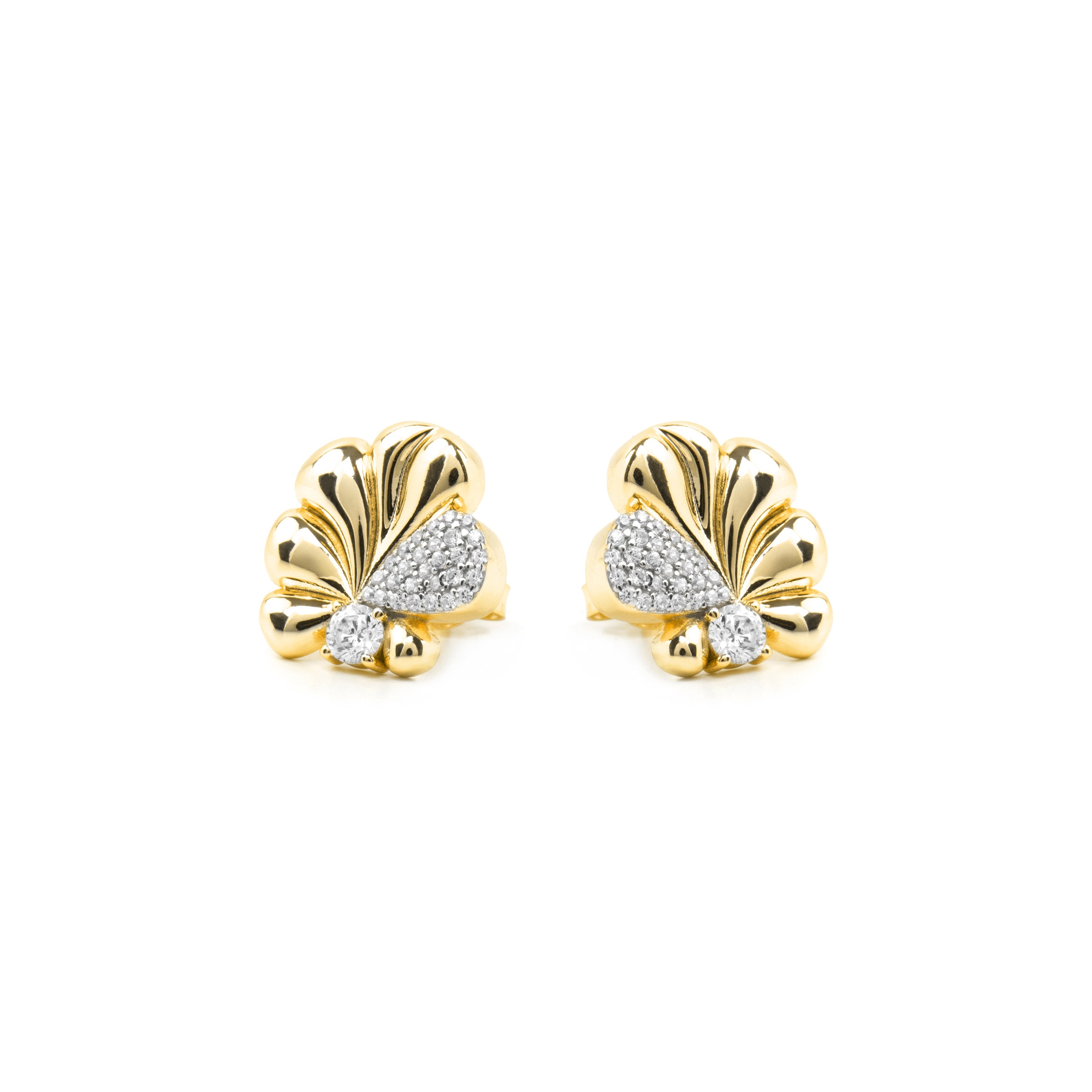 Boucles d'oreilles en argent sterling 925 et zircon brillant finition or jaune 18k - Miski