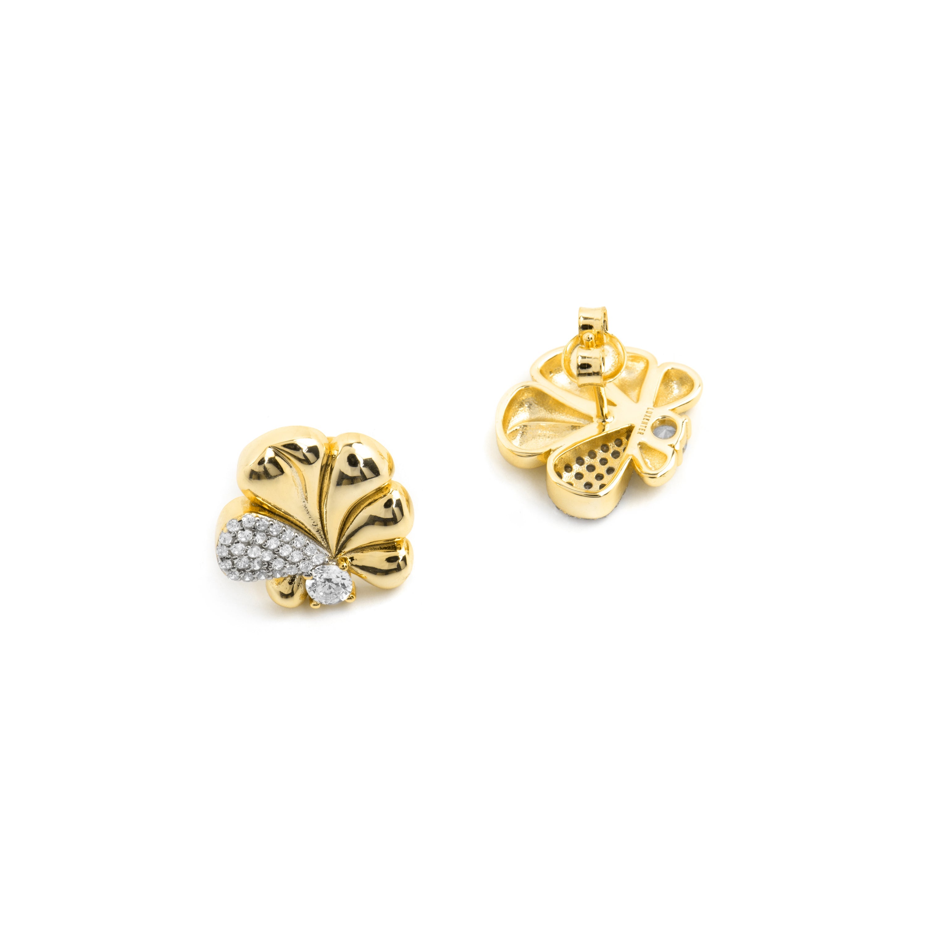 Boucles d'oreilles en argent sterling 925 et zircon brillant finition or jaune 18k - Miski
