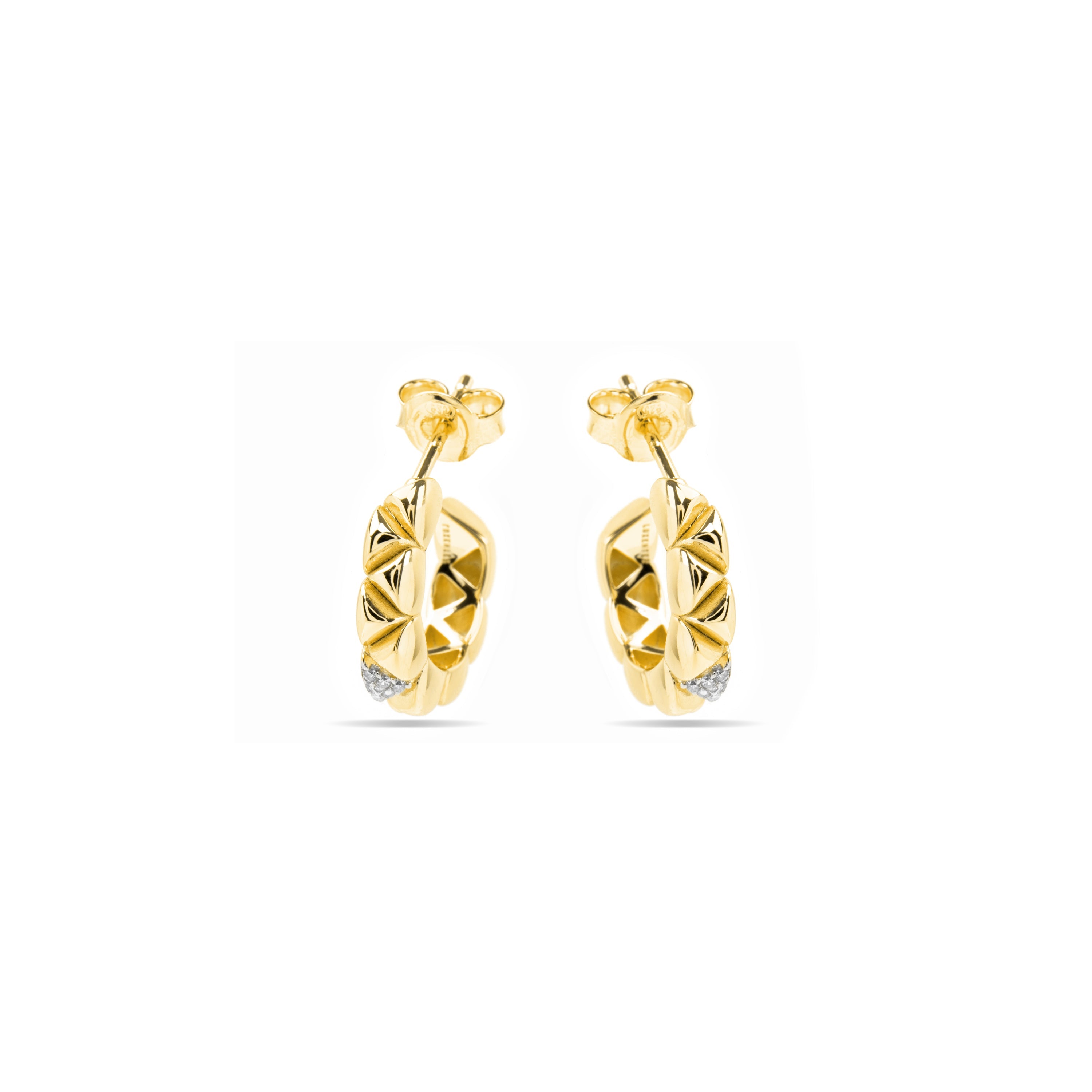 Boucles d'oreilles en argent sterling 925 et zircon brillant finition or jaune 18k - Imwa
