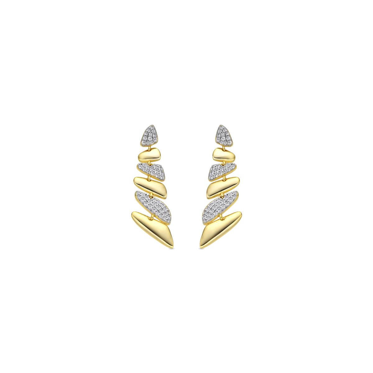 Ohrringe aus 925er Sterlingsilber und funkelndem Zirkonia mit 18k Gelbgold-Finish - Zolbak