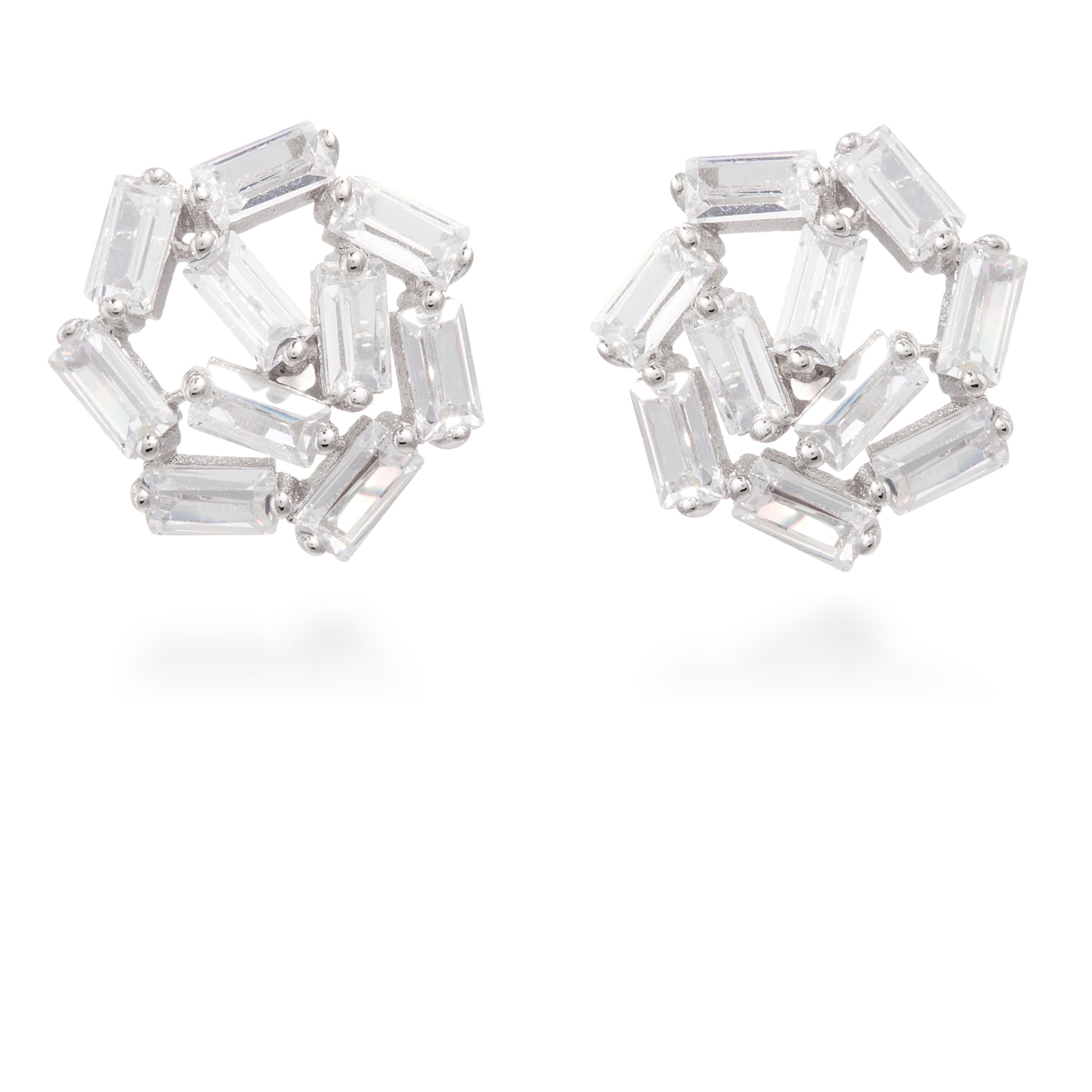 Pendientes de Plata de Ley 925 con Circonita Brillante acabados en rodio - Saxe