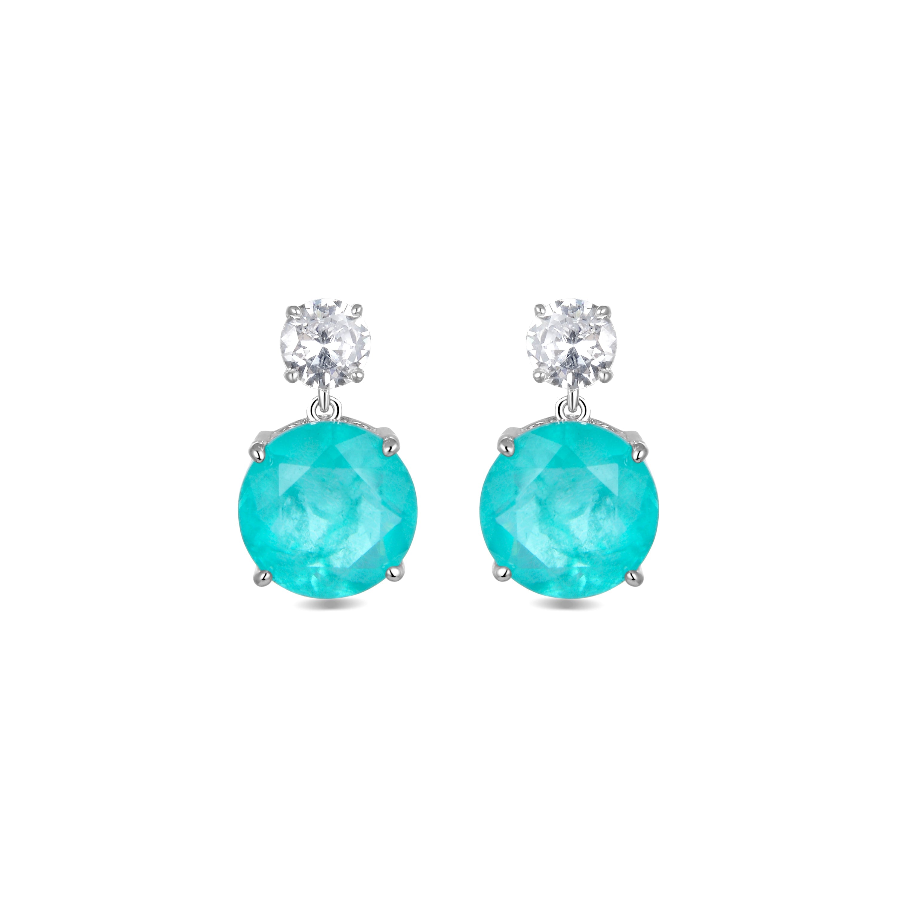 925 Sterling Zilveren Oorbellen met Afrikaanse Santa Maria Zirkonia, afgewerkt met rhodium - Sucrow