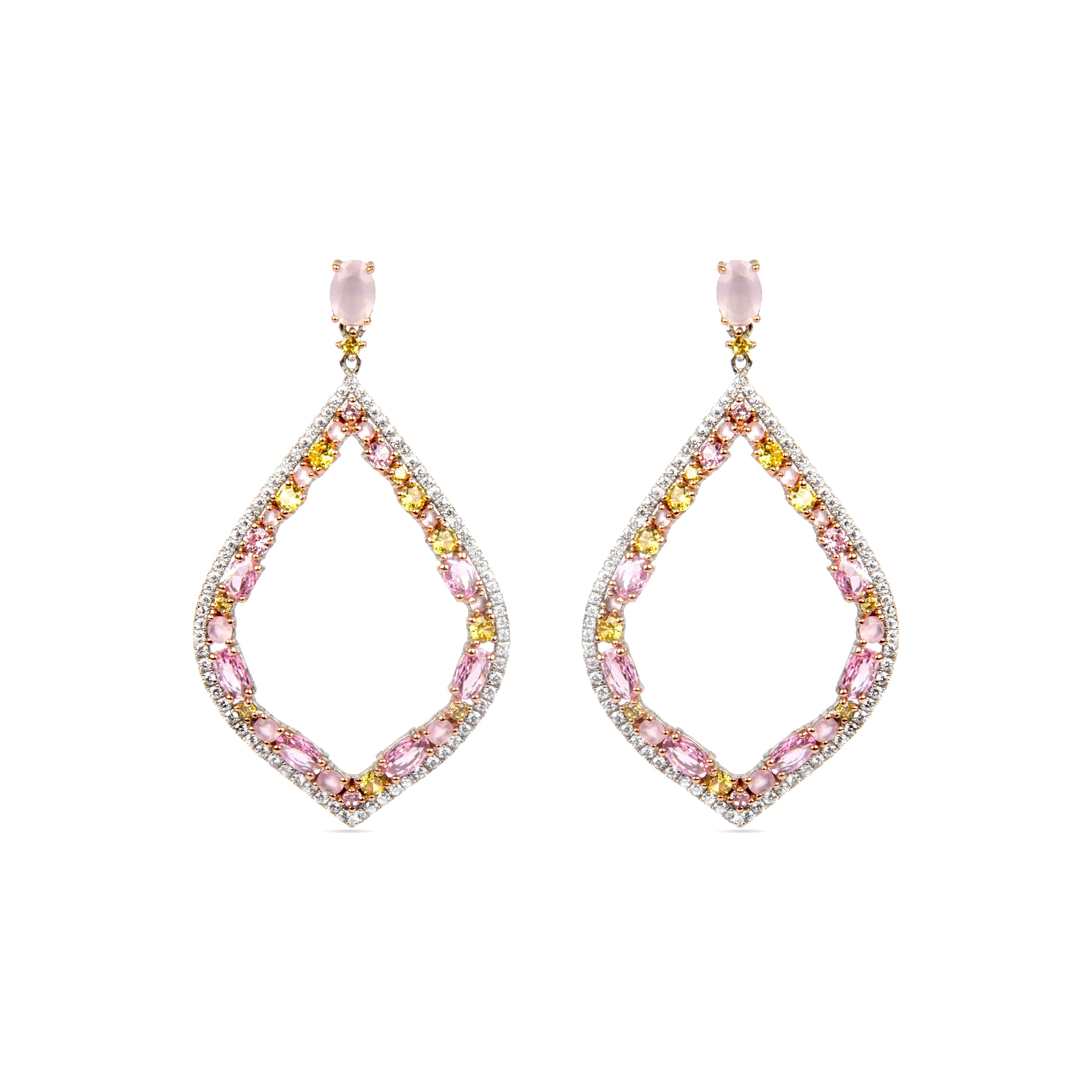 Orecchini in Argento Sterling 925 e Zirconia Multicolore con finitura in rodio - Parsab