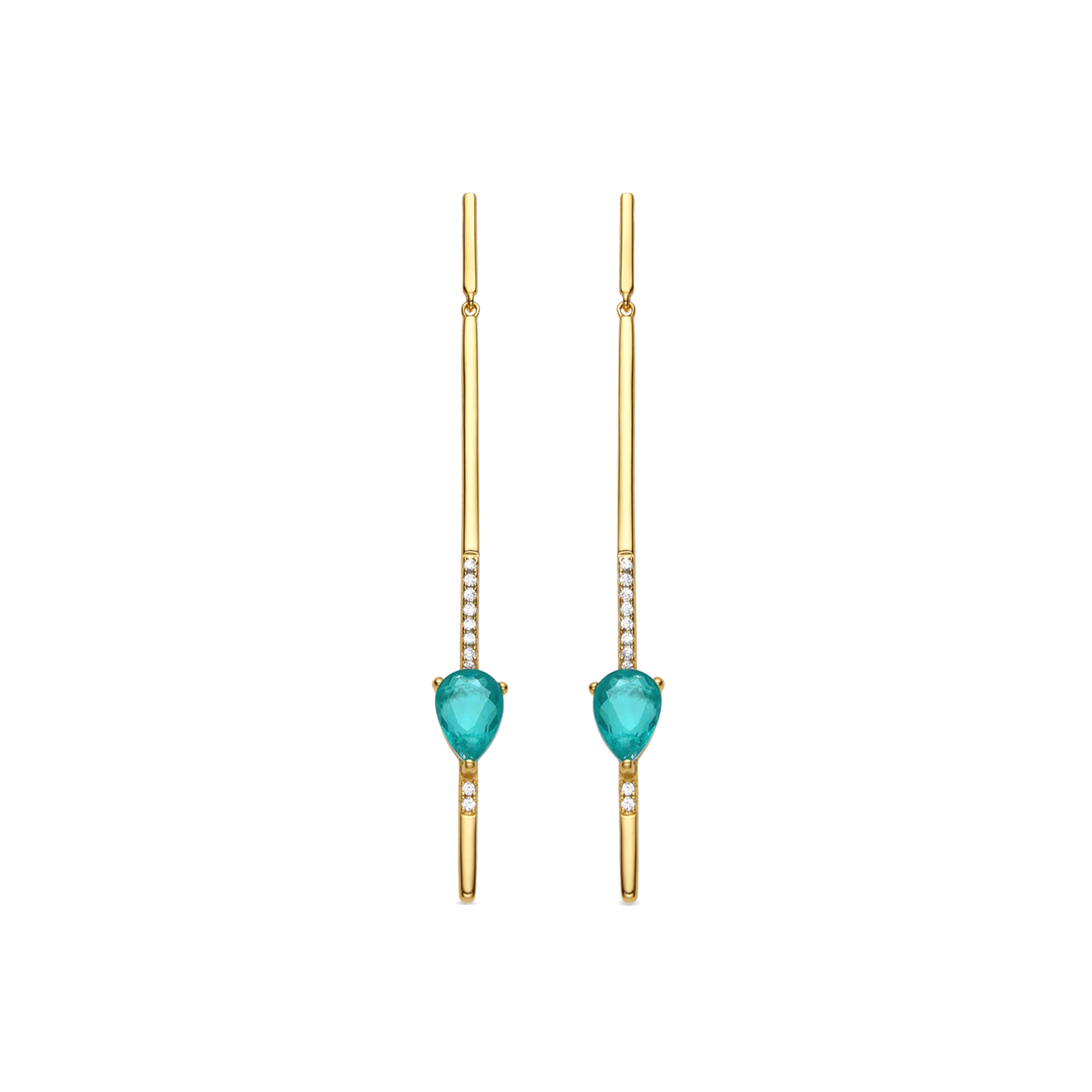 925 Sterling Silver Earrings with Green Paraiba Hydrothermal Quartz finished in 18k yellow gold - Seriel