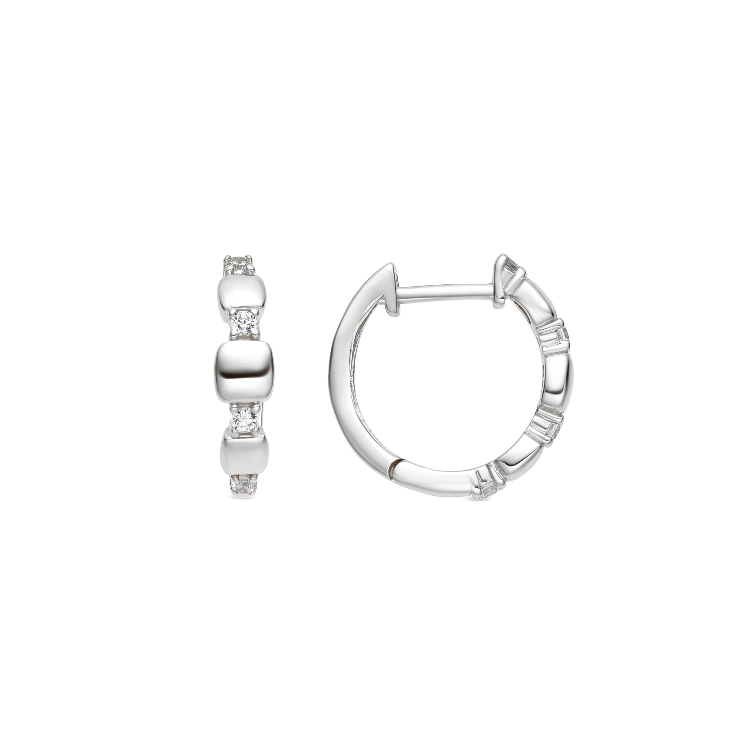 925 Sterling Silver Earrings with Brilliant Zirconia, Rhodium Finish - Sures