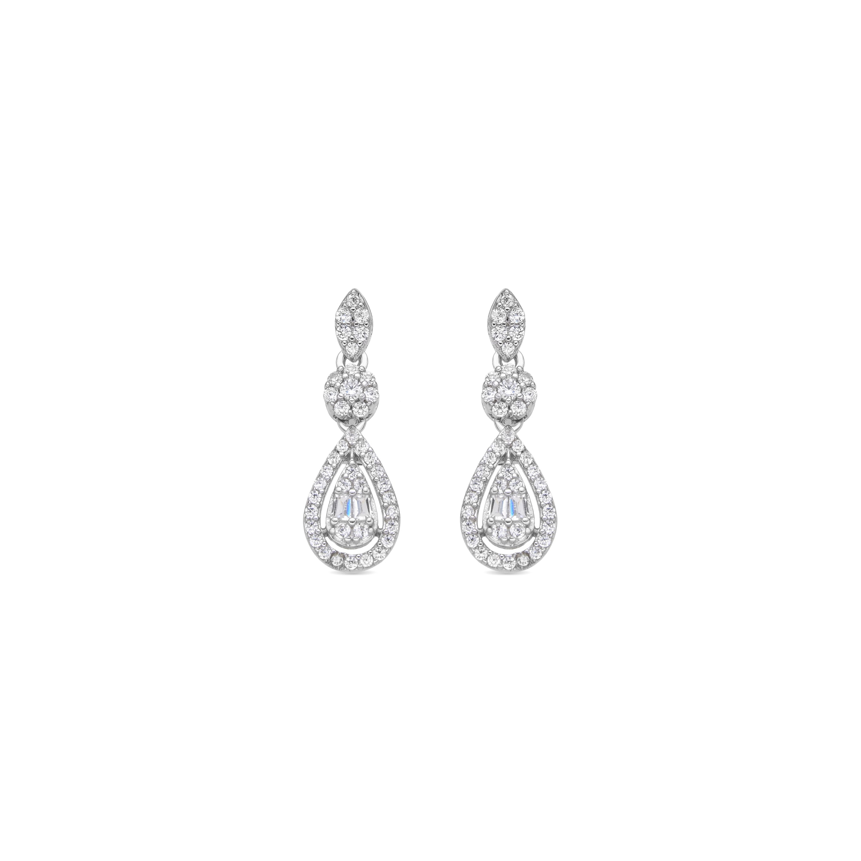 Ohrringe aus 925er Sterlingsilber und glänzenden Zirkonia mit Rhodium-Finish - Balou