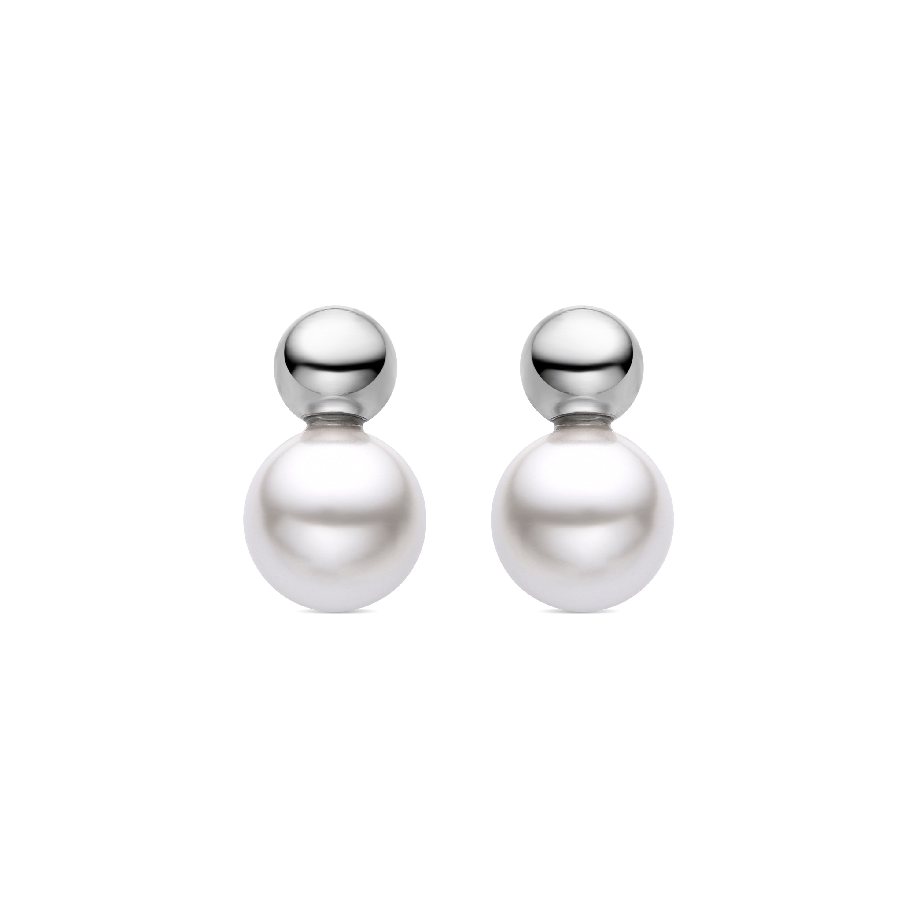 925 Sterling Silver Earrings with White Pearl finished in rhodium - Uhteri