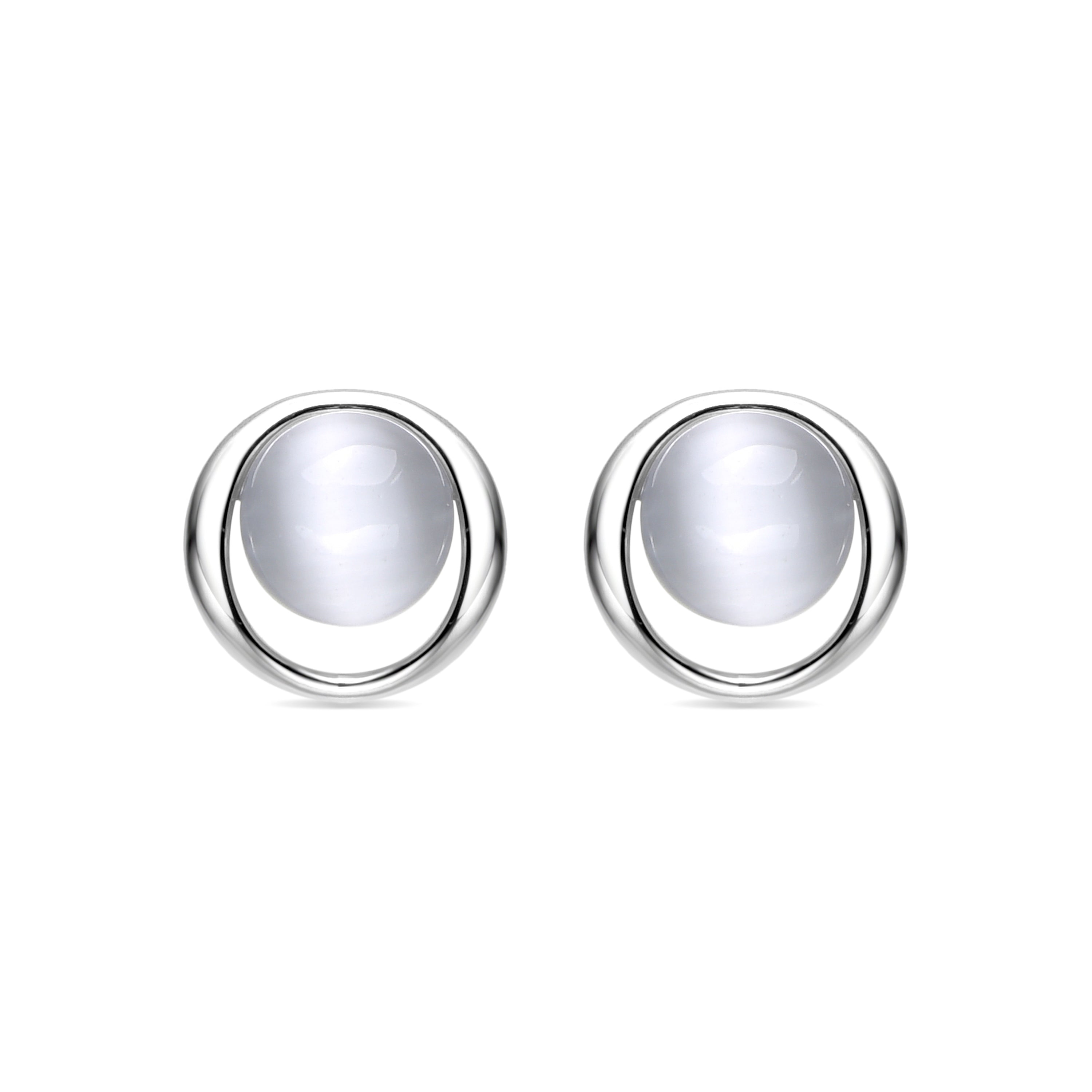925 Sterling Silver Earrings with Cat's Eye finished in rhodium - Jesoa